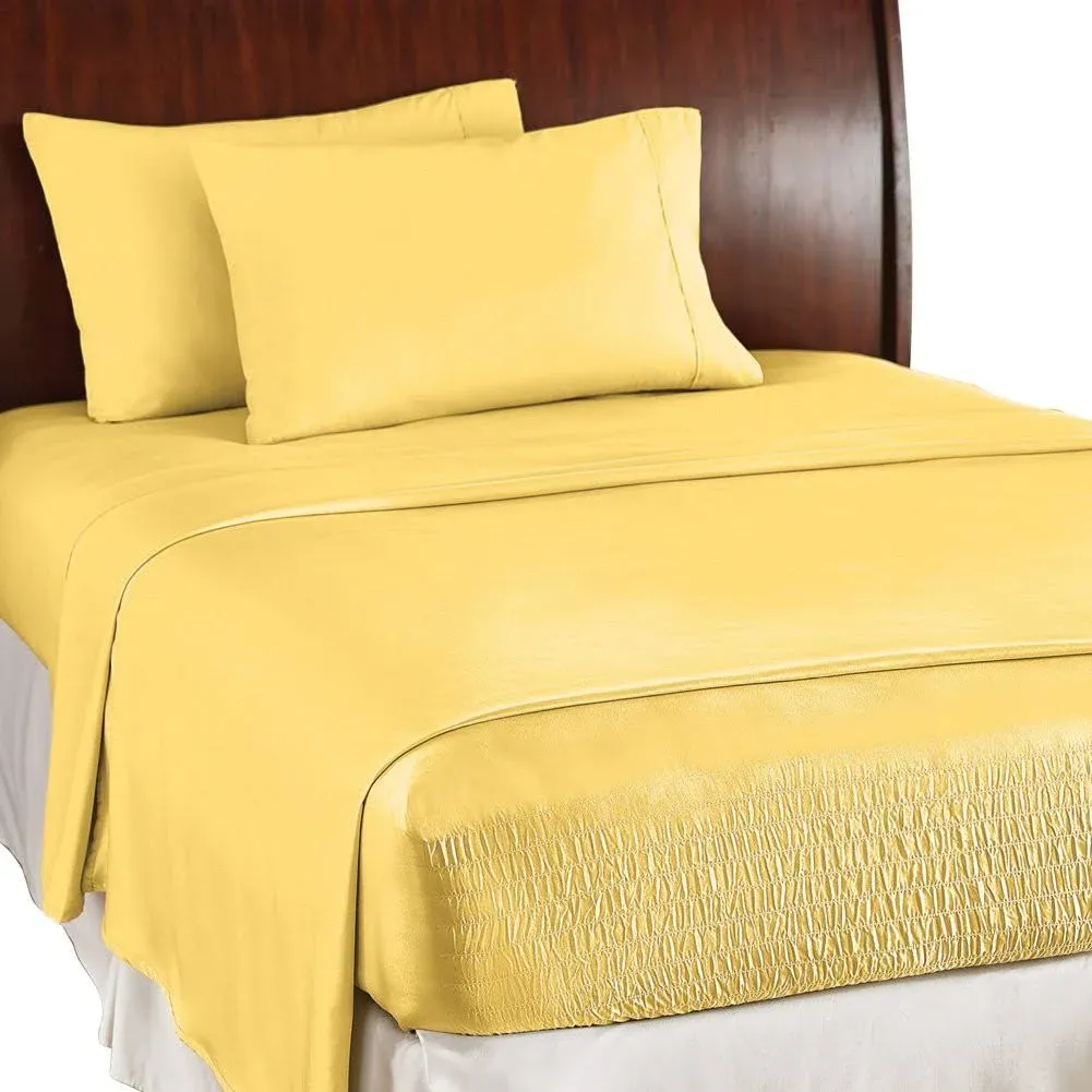 Collections Etc Bed TITE Soft Microfiber Sheet Set Twin Yellow