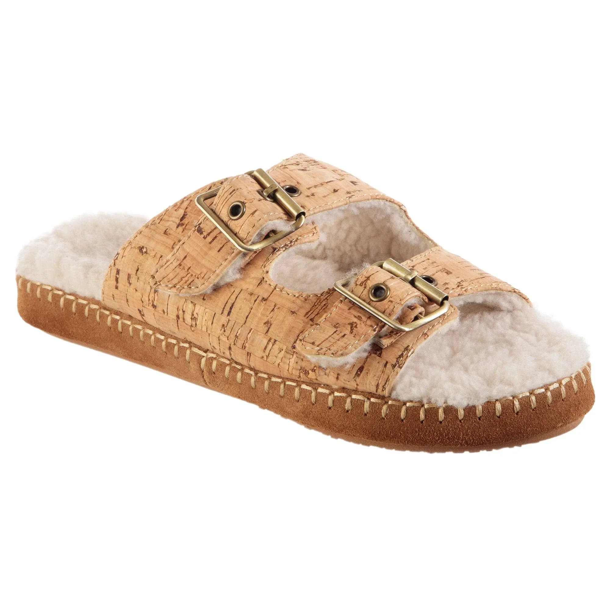 Acorn Womens Camden Double Buckle Cozy Slide Slippers