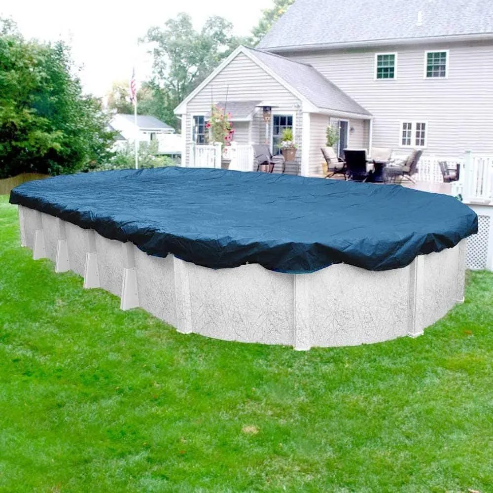 Heavy-Duty 16 ft. x 25 ft. Oval Imperial Blue Winter Pool Cover