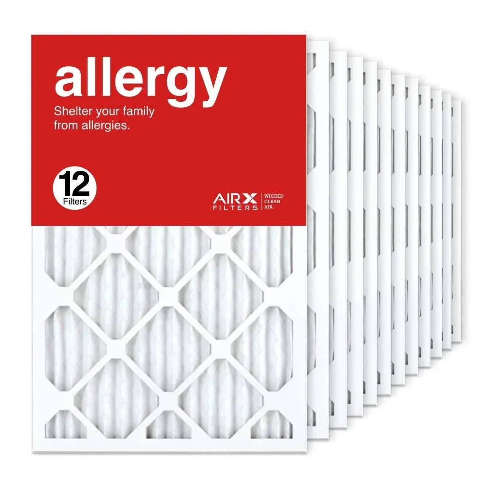 AIRx Filters 16x25x1 Air Filter MERV 11 Pleated HVAC AC Furnace Air Filter, Allergy 12-Pack, Made in the USA