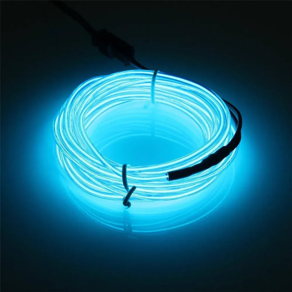 JIGUOOR EL Wire Battery Pack 16.4ft / 5m Bright Neon Light Strip 360° Illumination Neon Tube Rope Lights for DIY, Festival, Party Decoration, Pub, Halloween, Chrismas (16.4ft / 5m, Blue)