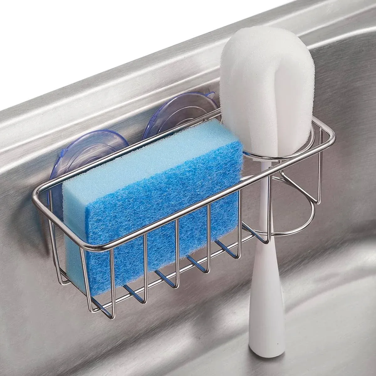 TESOT Sink Caddy Sponge Holder Brush Holder 2 in 1 with Upgraded Suction Cups or ...