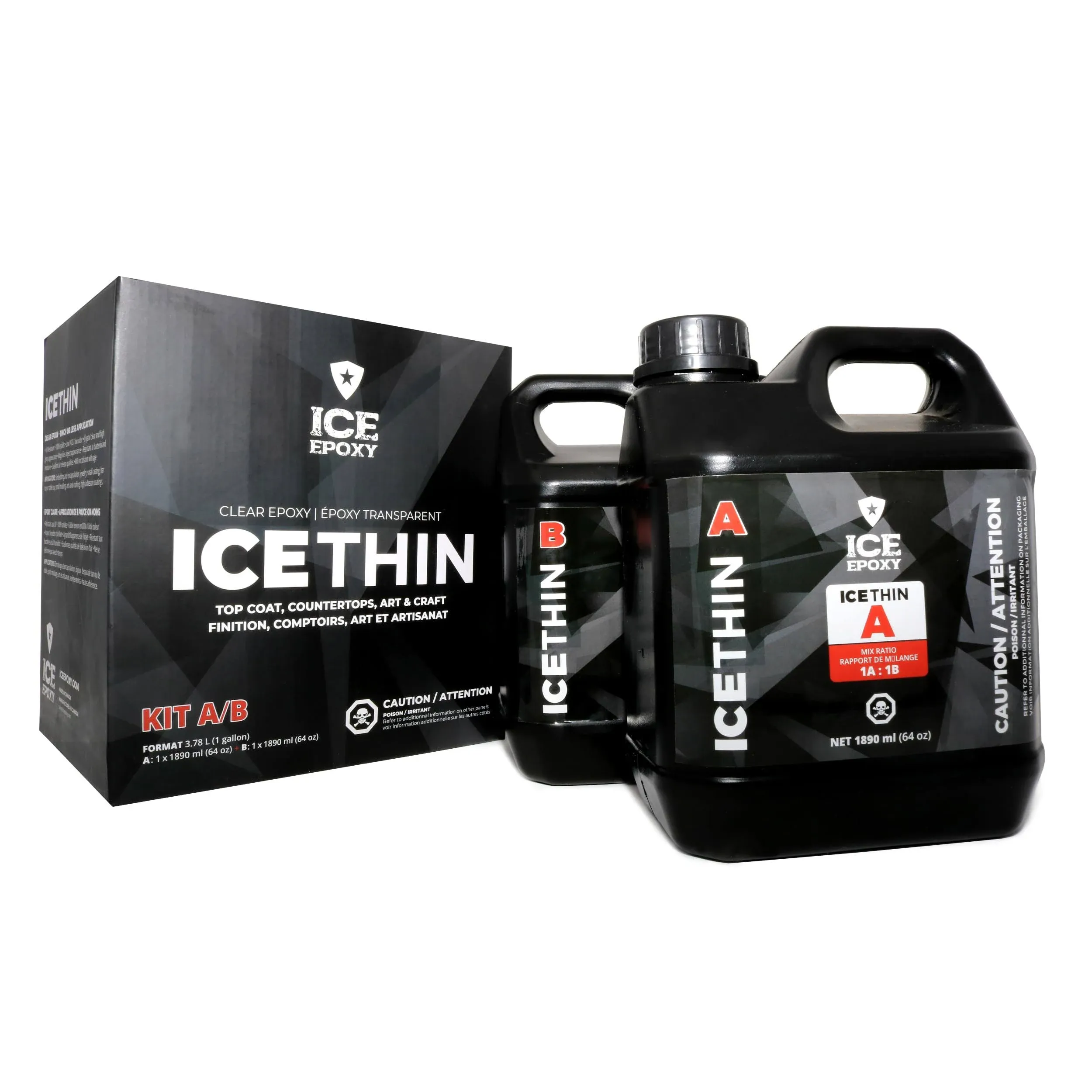 IceThin Epoxy Resin - 1:1 Crystal Clear Epoxy Resin - High Gloss Shine - The Best Artist Resin kit - Ideal for Clear Casting &amp; Molding, Jewelry