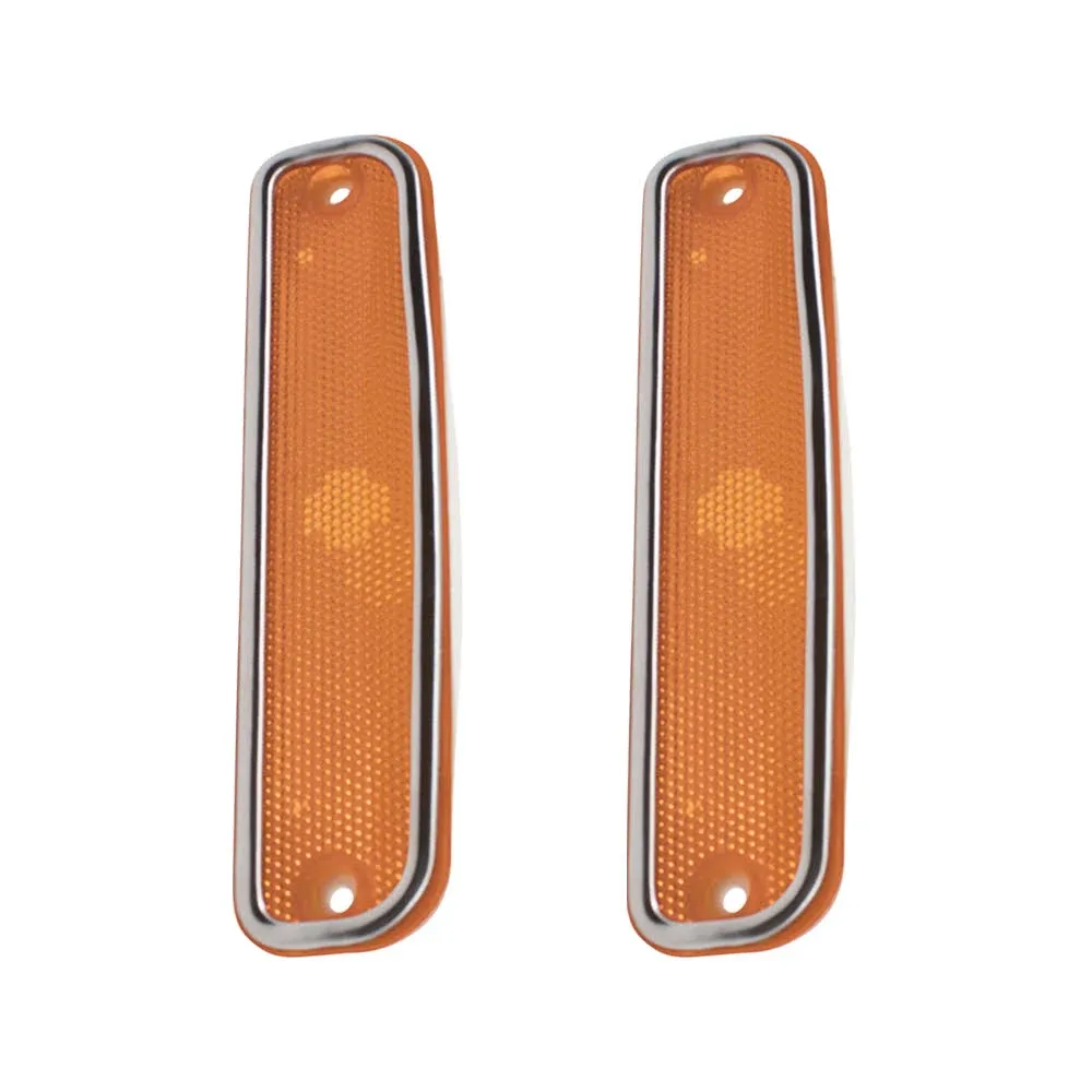 Pair Front Signal Side Marker Lights Trim for 73-80 Chevy Squarebody C/K10-30 K5