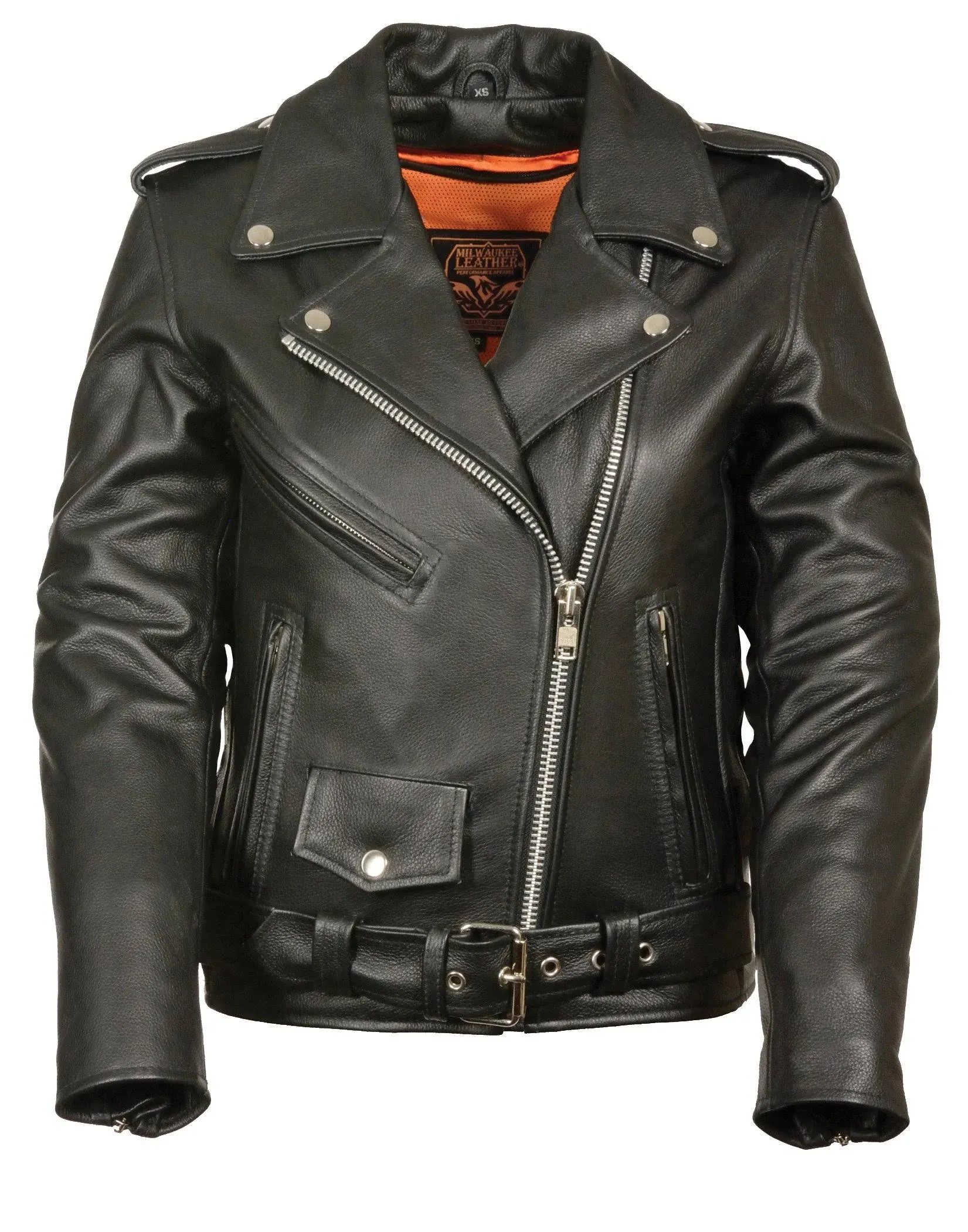 WOMENS PREMIUM COWHIDE LEATHER MOTORCYCLE JACKET w/ GUN POCKETS - SA77