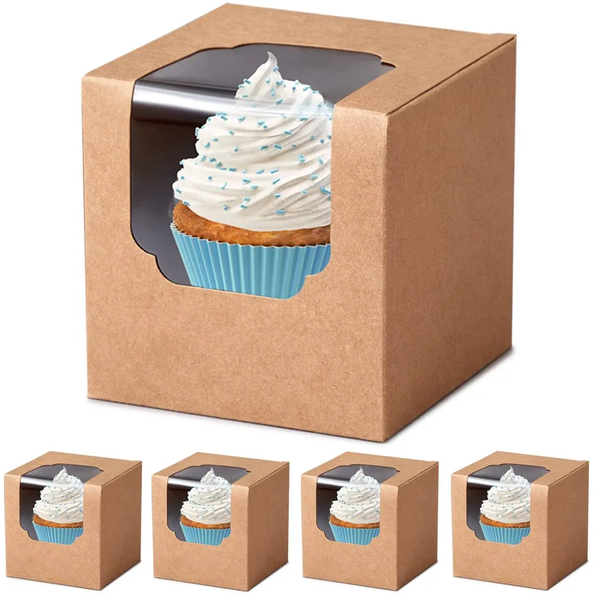 60 Kraft Cupcake Boxes with Inserts and Cocoa Bomb Packaging