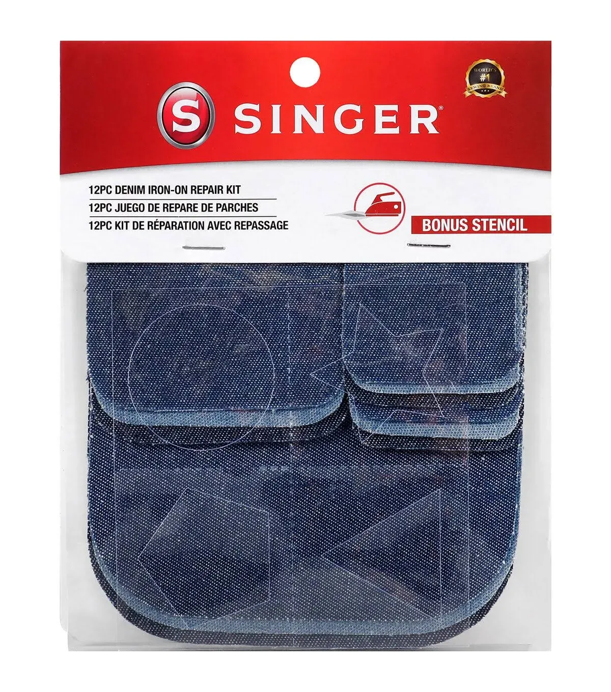 Singer Denim Iron-On Repair Kit, Assorted Sizes, Iron-on Patches for Jeans