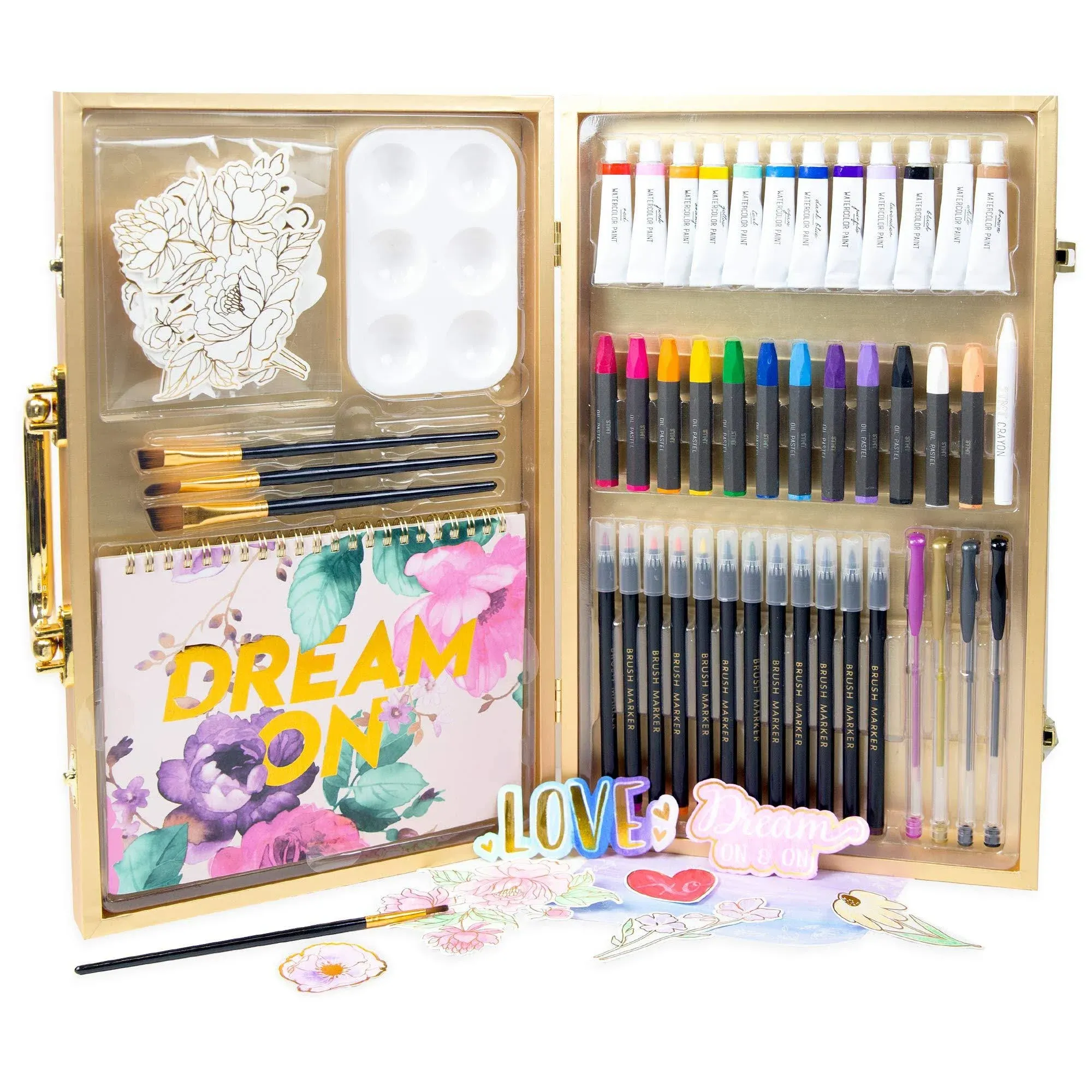 STMT DIY Designer Art Studio by Horizon Group USA, Kit Includes 40+ Art Making Essentials.Water Colors,Oil Pastels,Brush Markers,Spiral Art Pad &amp;