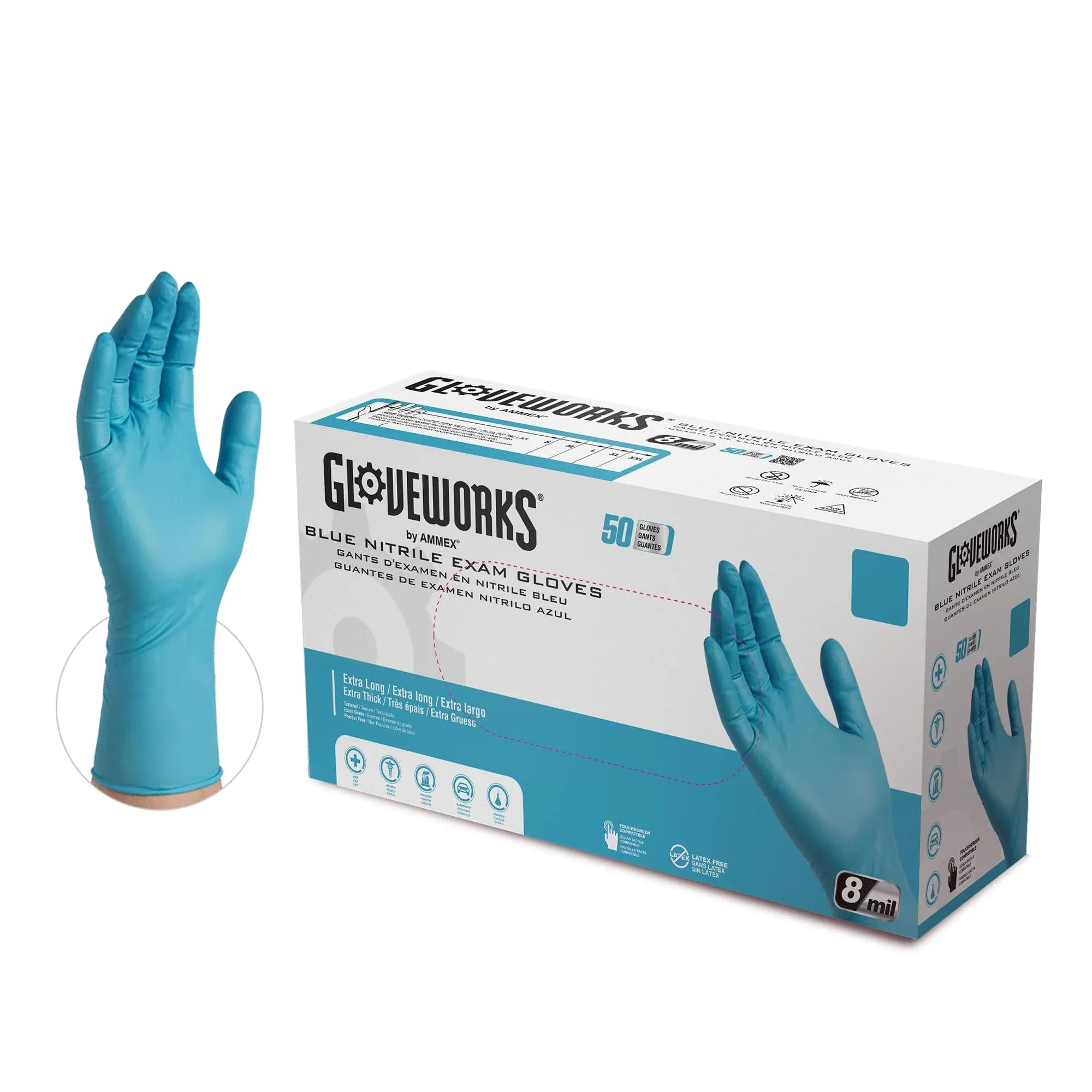 GlovePlus Nitrile Disposable Gloves XL Blue 50 Pk