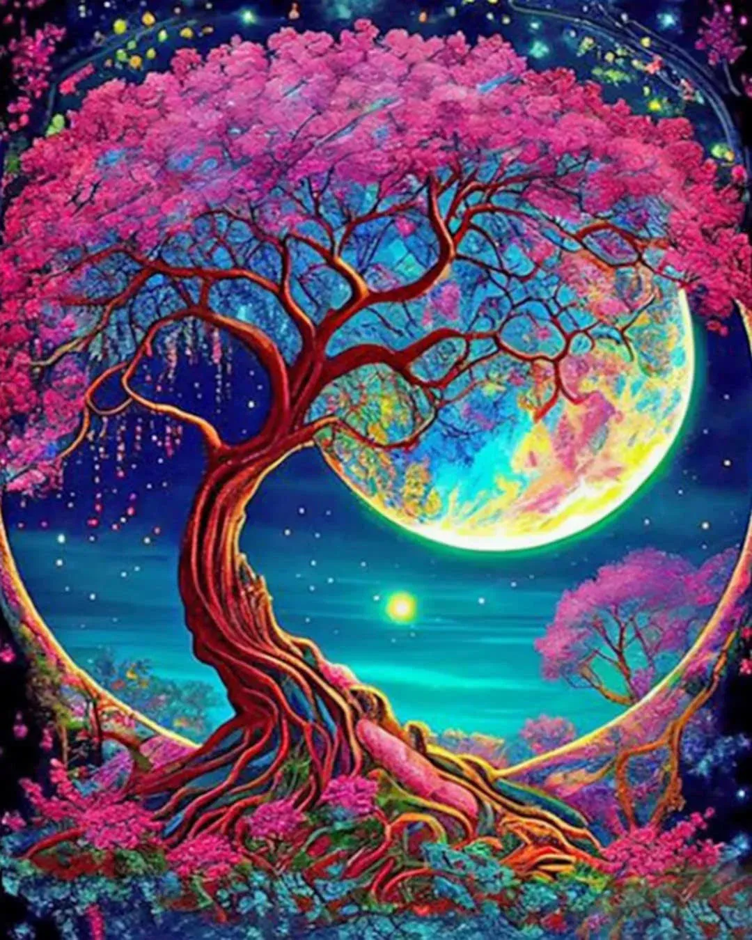 BLUEDP Moon Tree Diamond Painting Kits,Diamond Art Painting Kits for Adults,Full ...