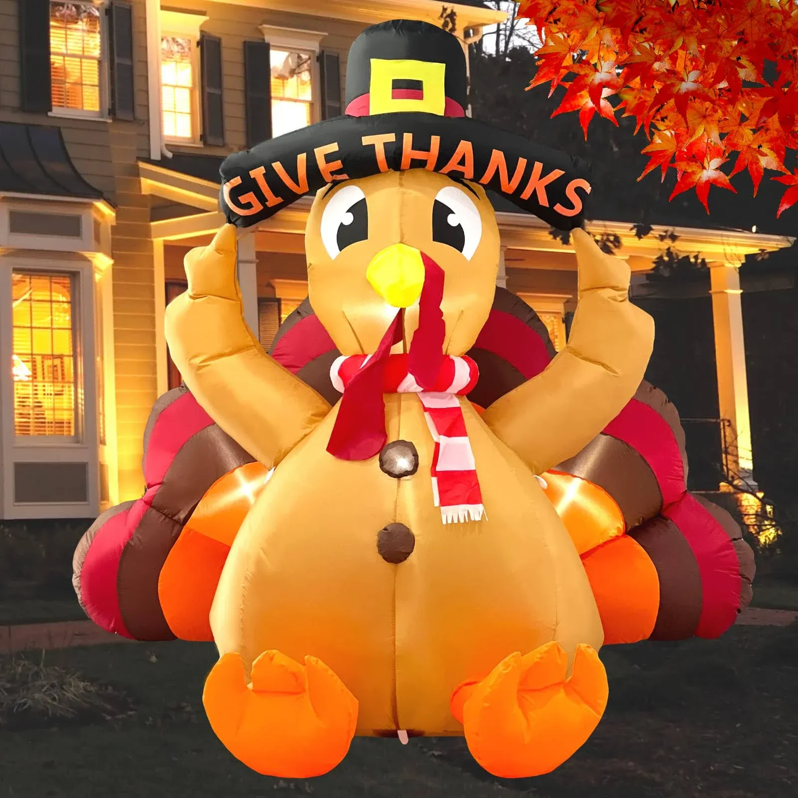 Buheco Thanksgiving Inflatable Turkey Lawn Decoration 6ft Giant Blow Up Turkey ...