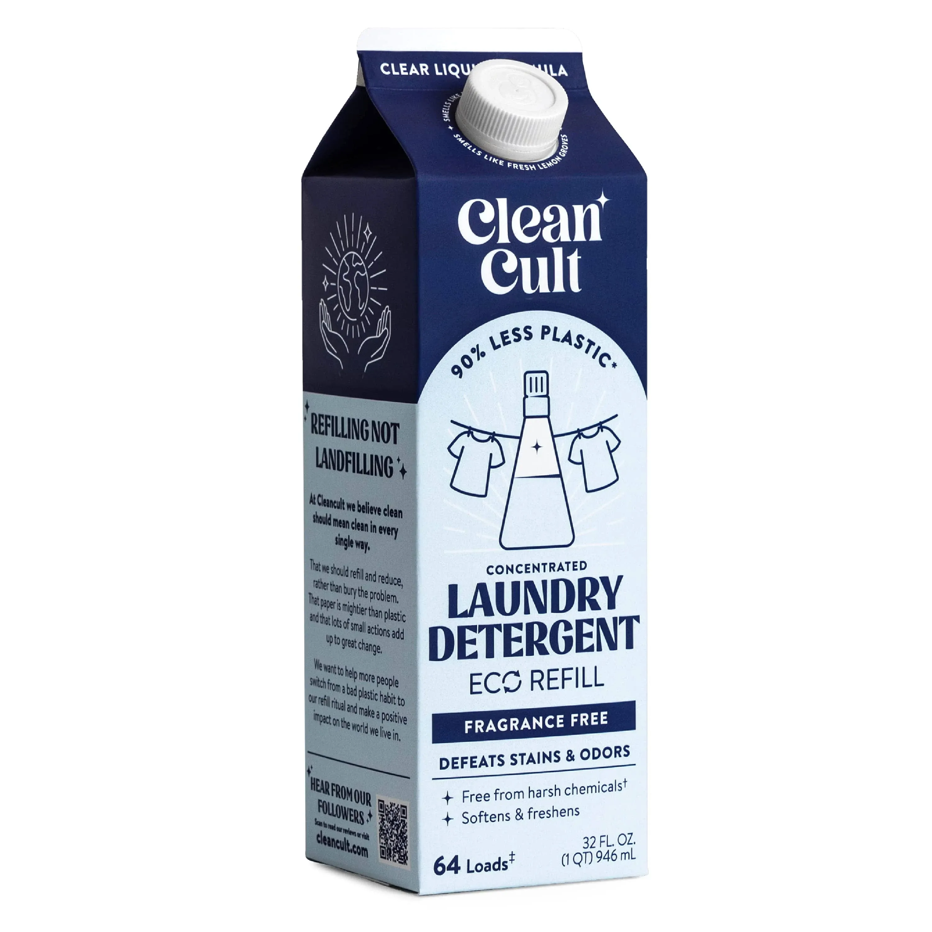 Cleancult Fragrance Free Liquid Laundry Detergent Refill - 32 oz