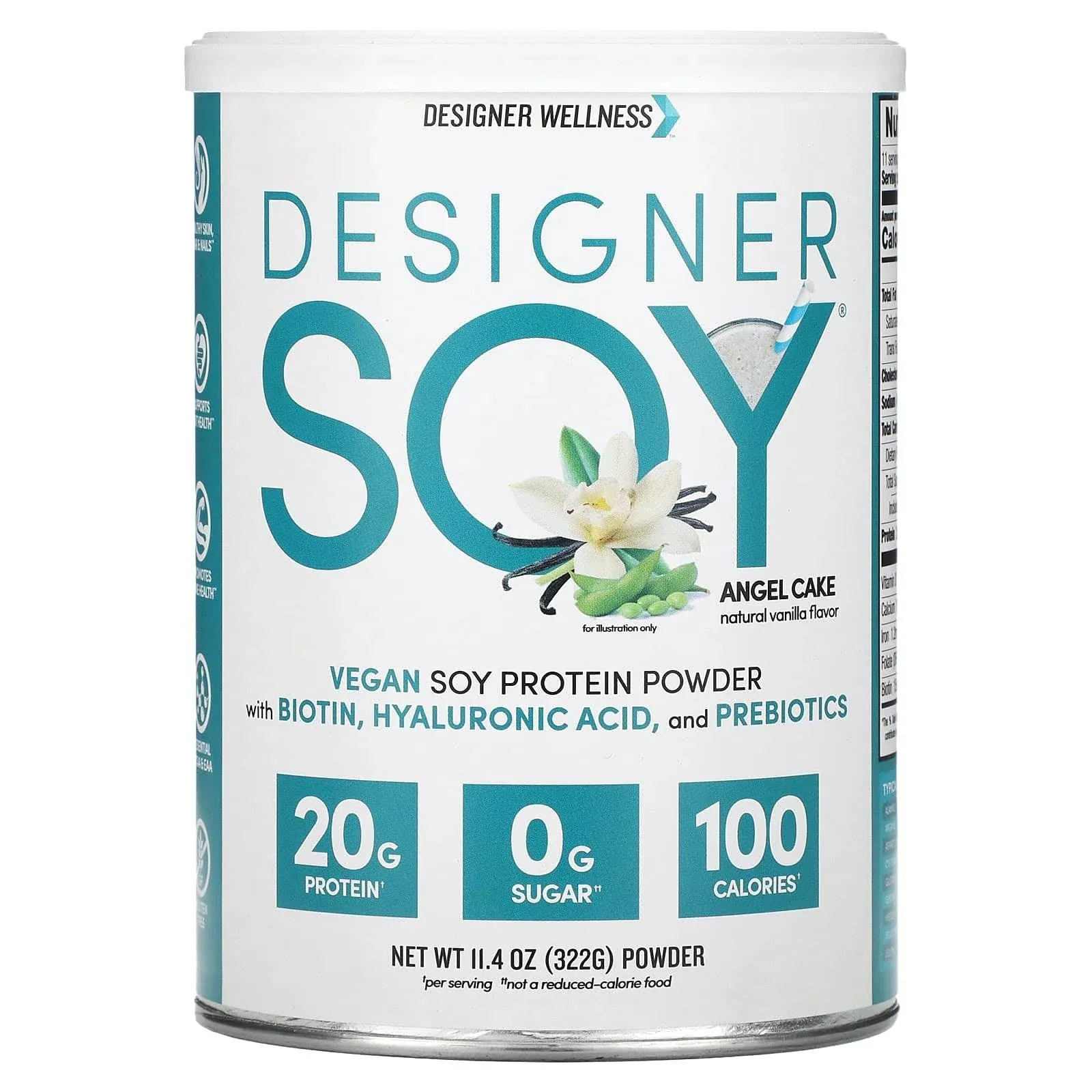 Designer Wellness, Soy Isolate Protein Powder with Biotin, Hyaluronic Acid and ...