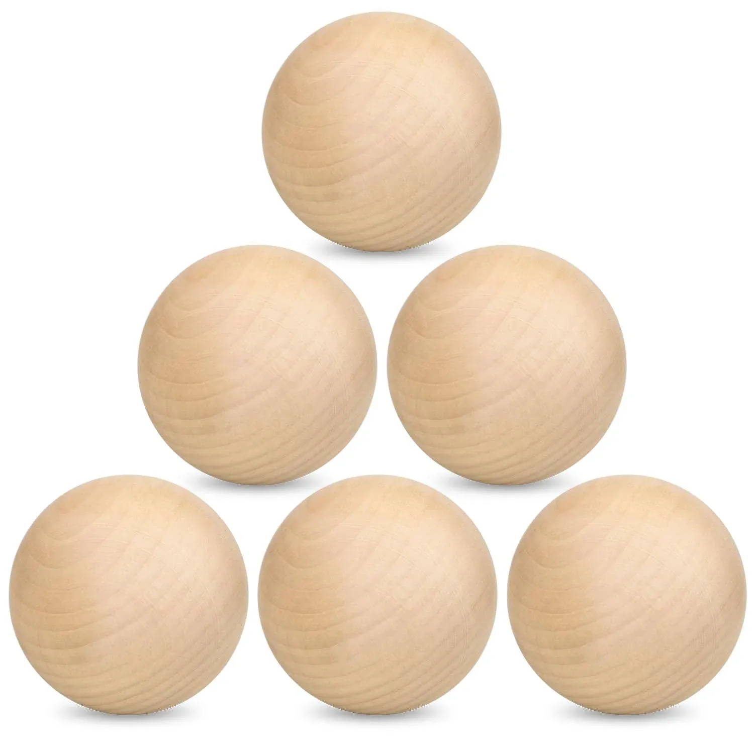 6 Pack 3 Inch Unfinished Wooden Balls, Wooden Round Ball, Natural Round Hardwood Balls, Wood Spheres for Crafts and DIY Projects and Decorations,by