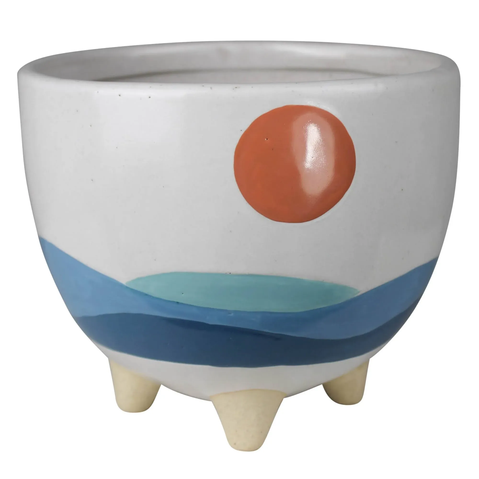 HomArt Seascape Cachepot, 6.25-Inch Length, Ceramic