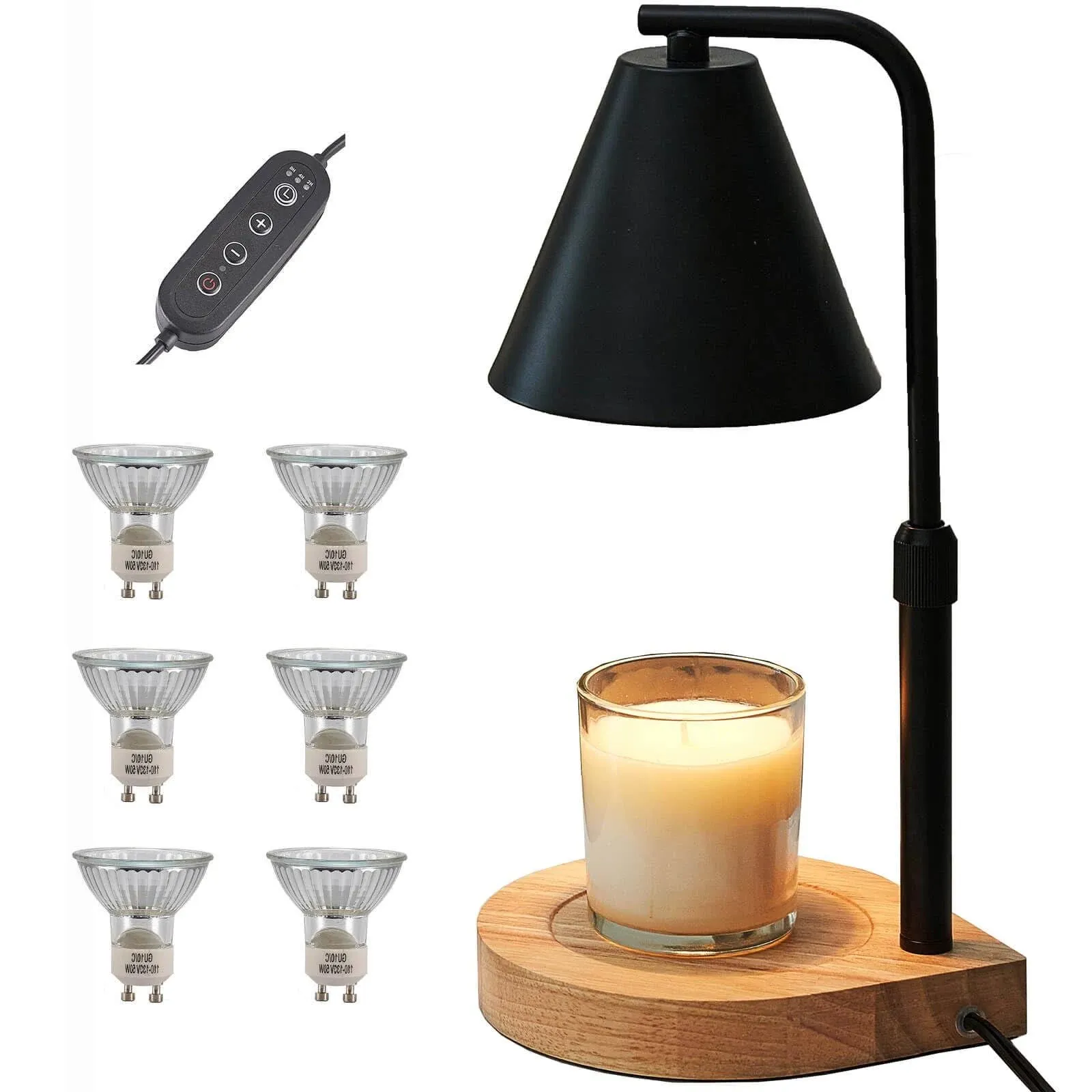 YODEWA Candle Warmer Lamp with Timer and Dimmer Wood Base, Modern Black Elect...