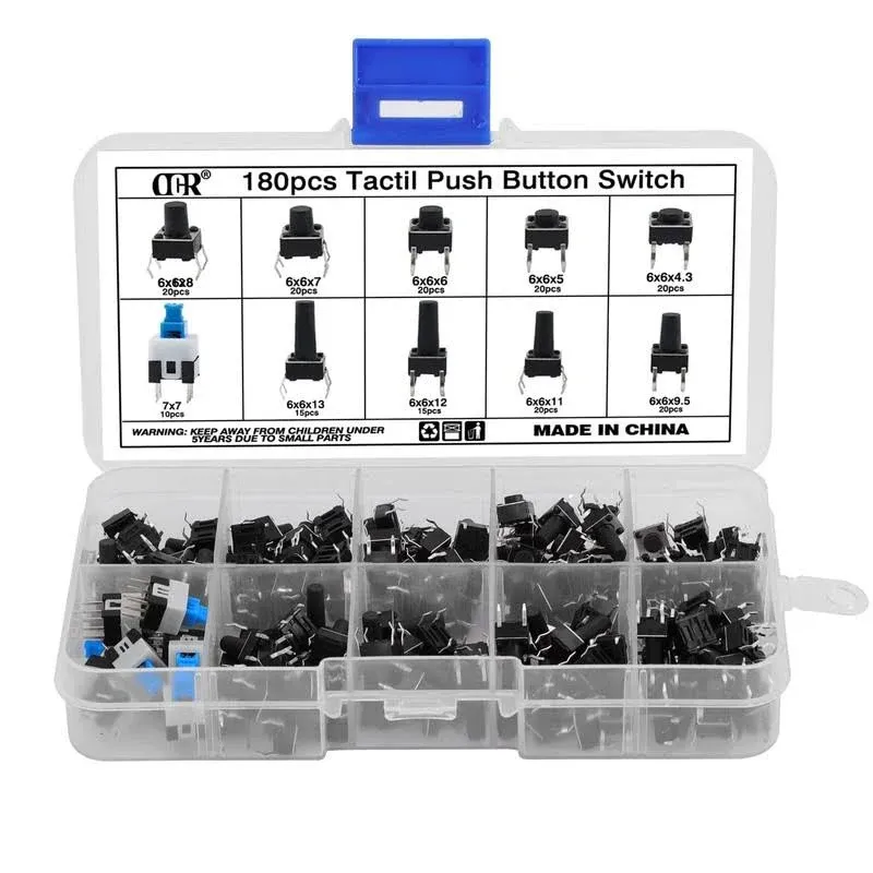 Ocr TM 10Value 180PCS Tactile Push Button Switch Micro Momentary Tact Assortment Kit