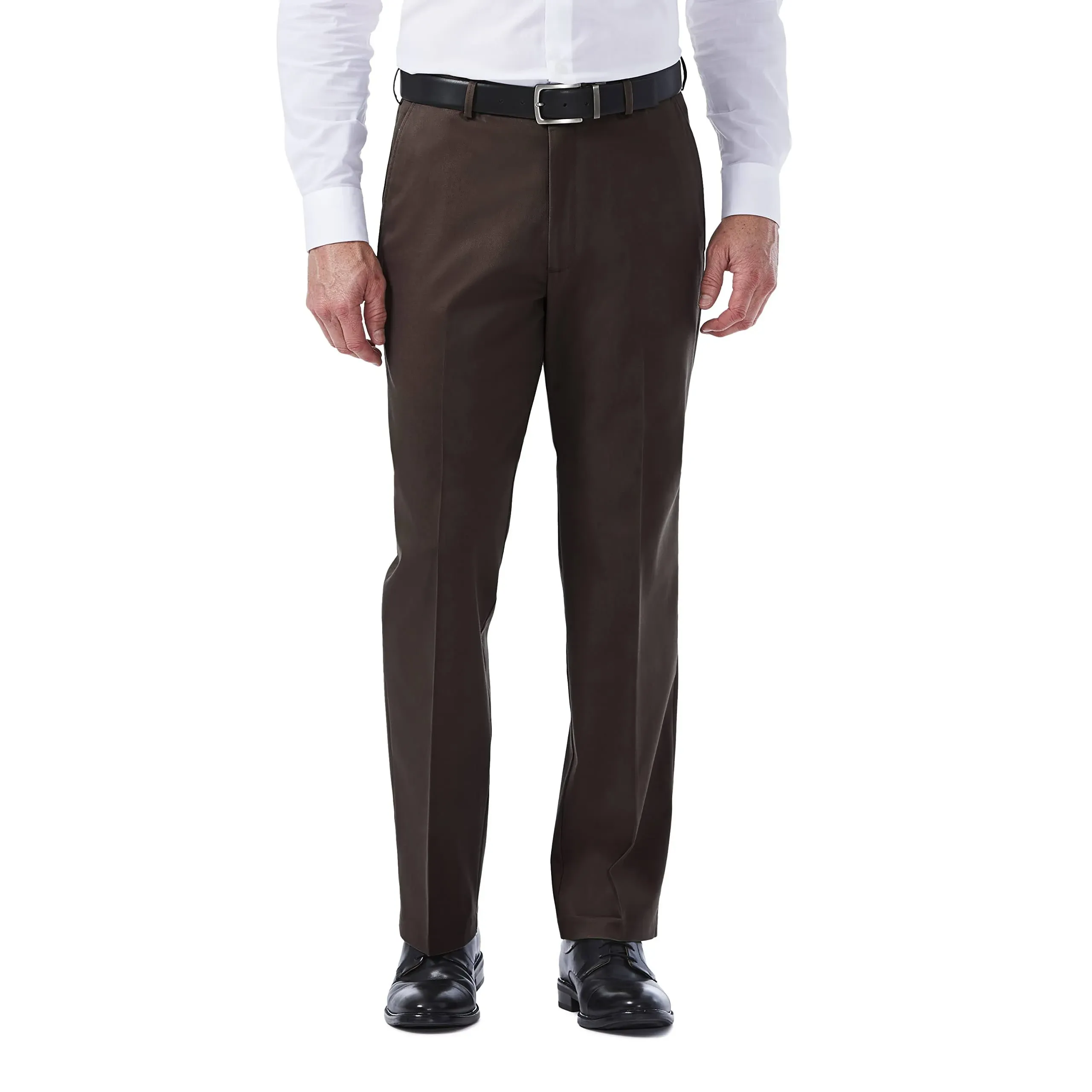 Haggar Men's Premium No Iron Khaki Classic Fit Expandable Waist Flat Front Pant (Regular and Big & Tall Sizes)