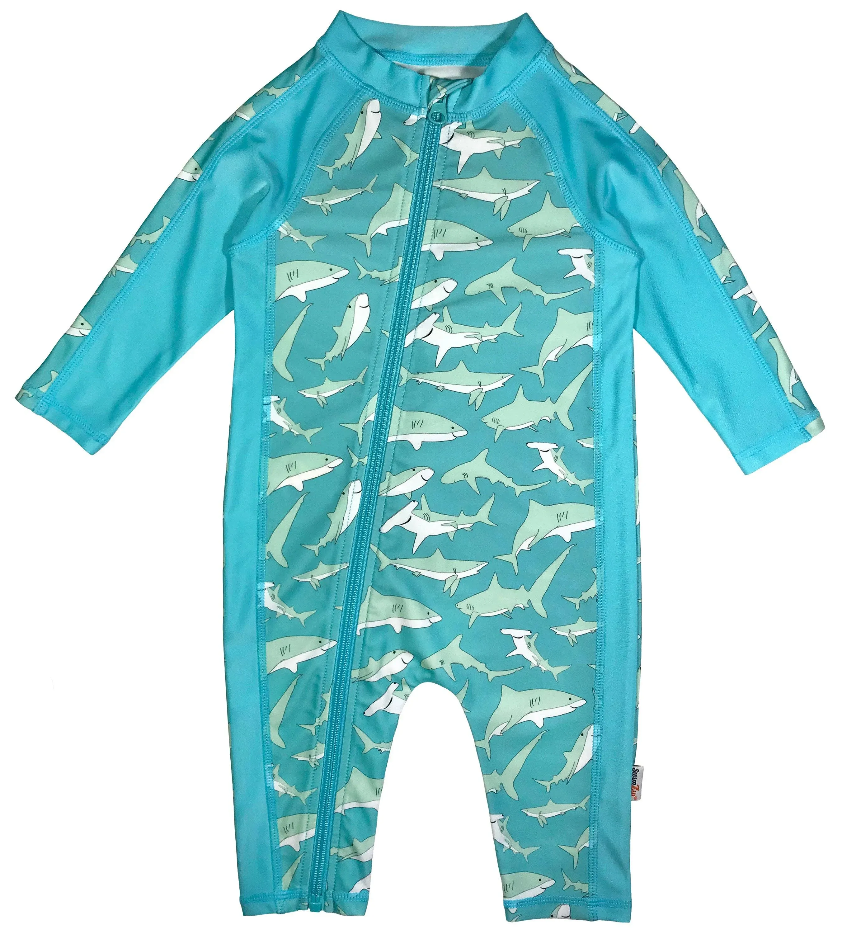 Sunsuit - Long Sleeve Romper Swimsuit | "Deep Blue Sharks"