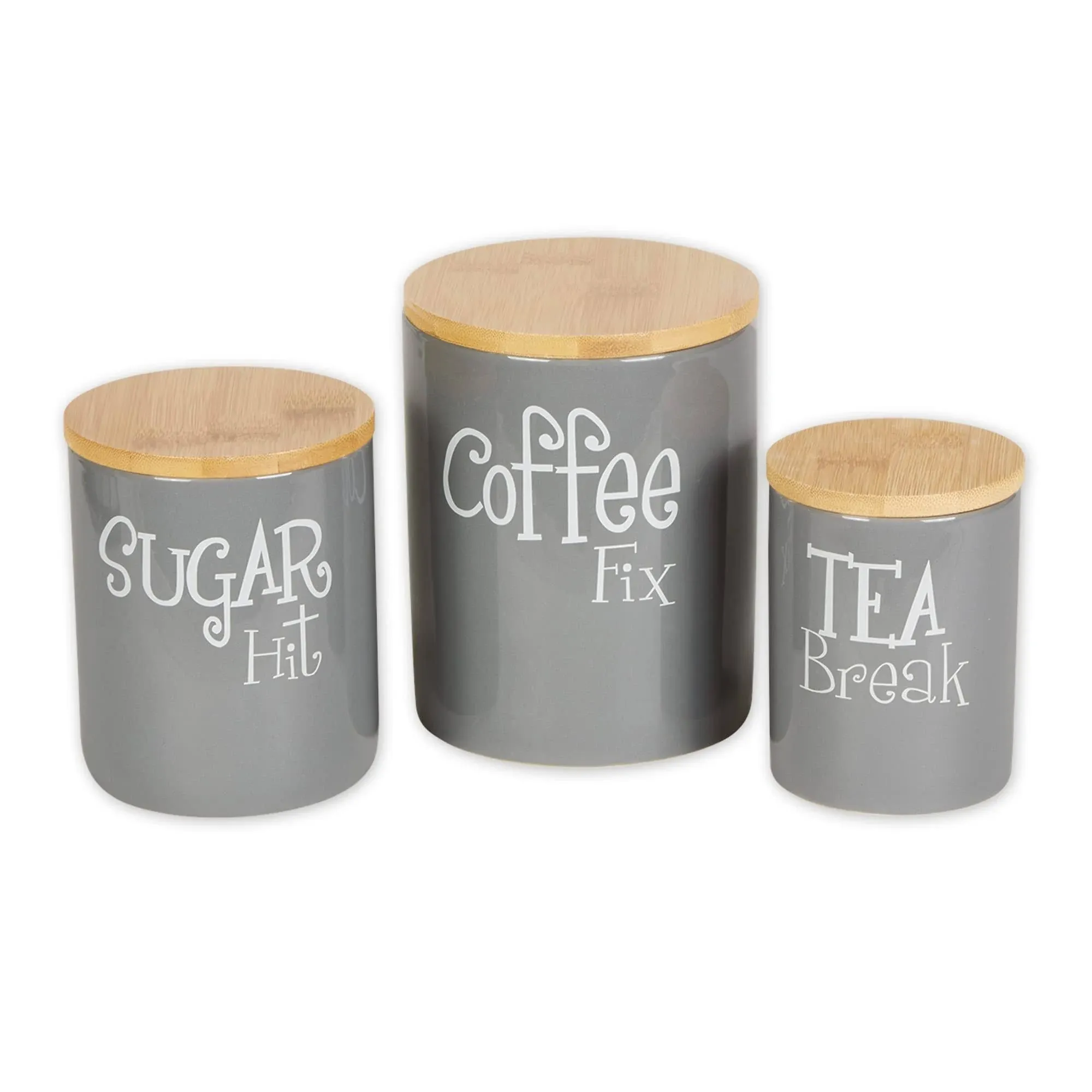 Dii Gray Coffee/Sugar/Tea Ceramic Canister Set/3