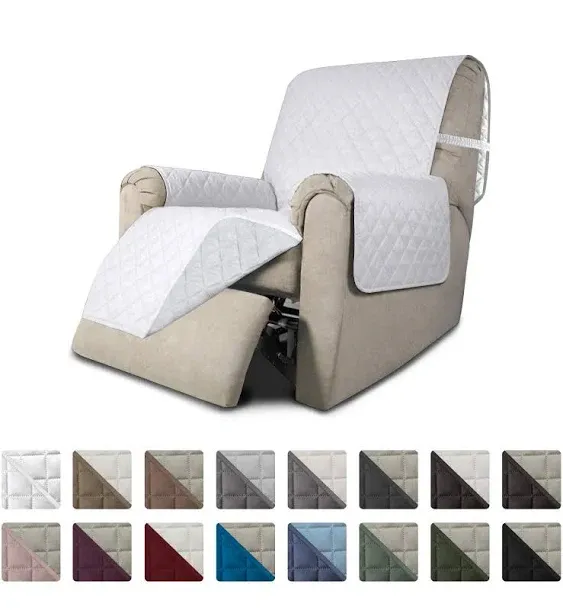 Easy-Going Recliner Sofa Slipcover Reversible Small Recliner, White/White 