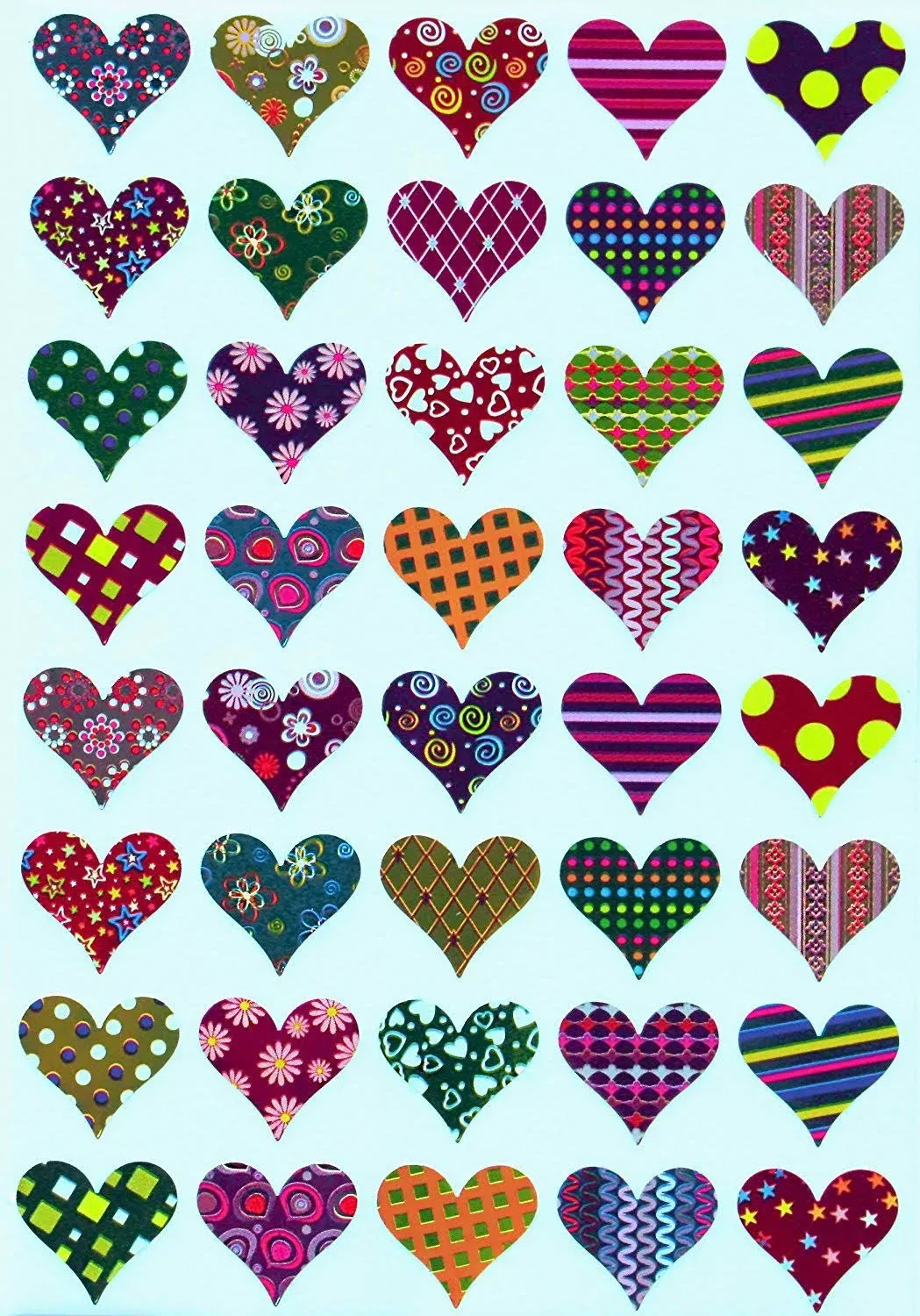 Valentines Stickers Heart Shape, Assorted Patterns Hearts Sticker in Red, Pink ...