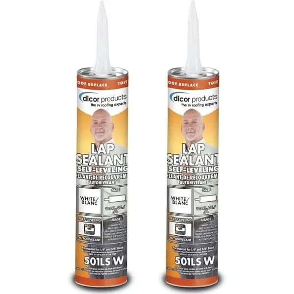 Dicor 501LSW-1, Lap Sealant Self-Leveling, White, 10.3 Ounce Tube (2)