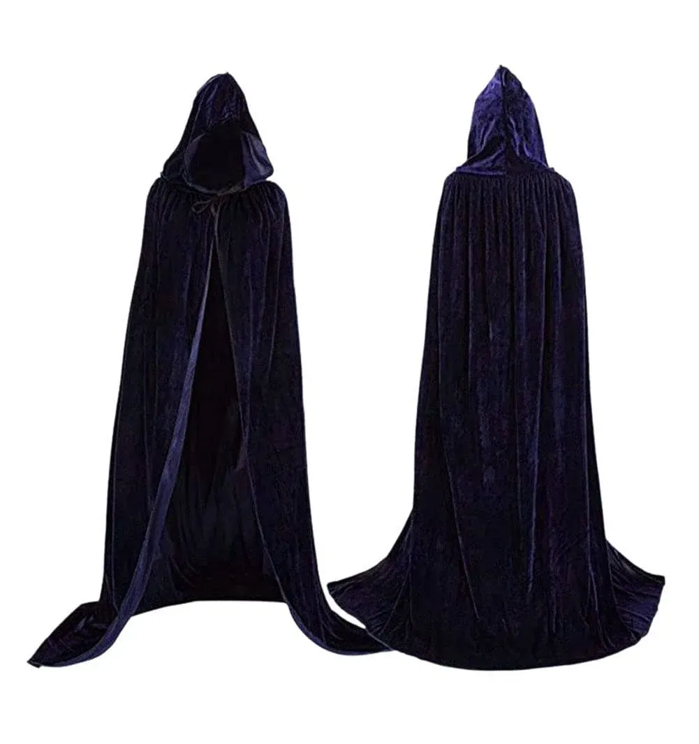 Coolwife Velvet Cloak Cape Wizard Hooded Party Halloween Cosplay Costumes for Men ...