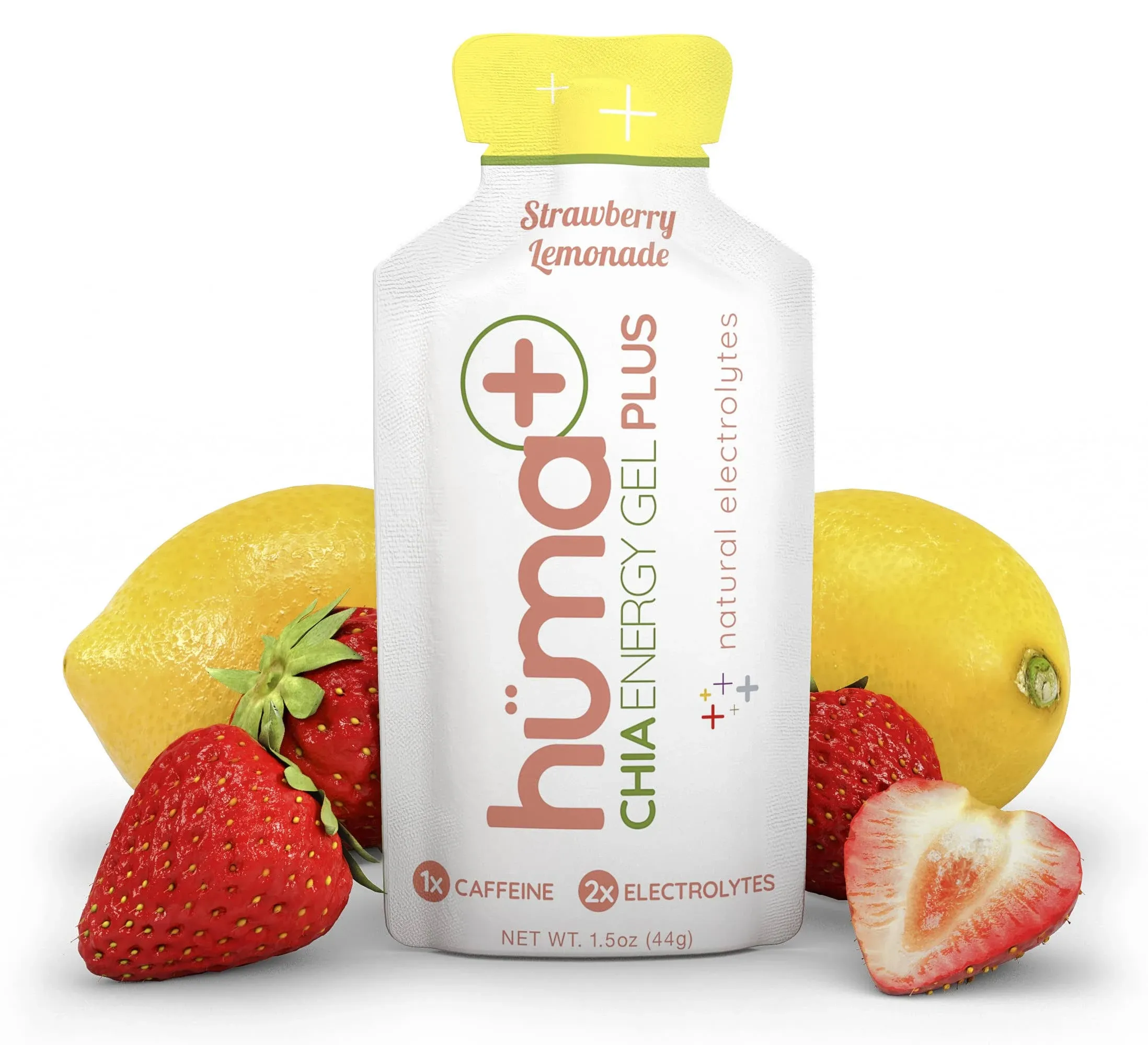 Huma Plus - Chia Energy Gel, Strawberry Lemonade, 12 Gels, 1x Caffeine - Natural ...