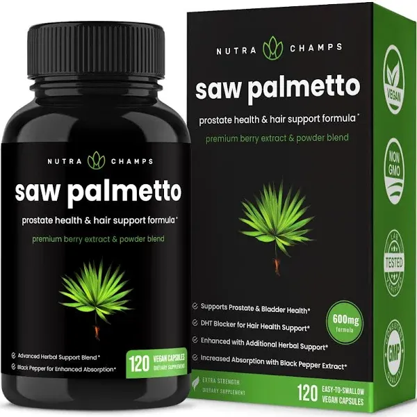 Saw Palmetto Prostate Health Supplement 600 mg 120 Capsules Complex with Extract