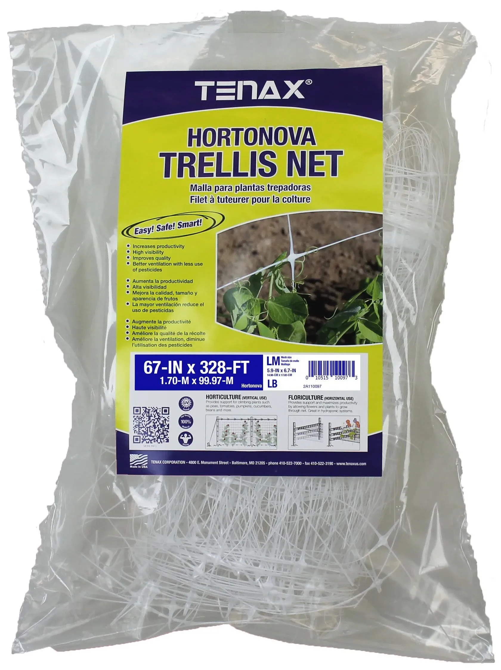 67 in. x 328 ft. White Hortonova Plant Trellis Net