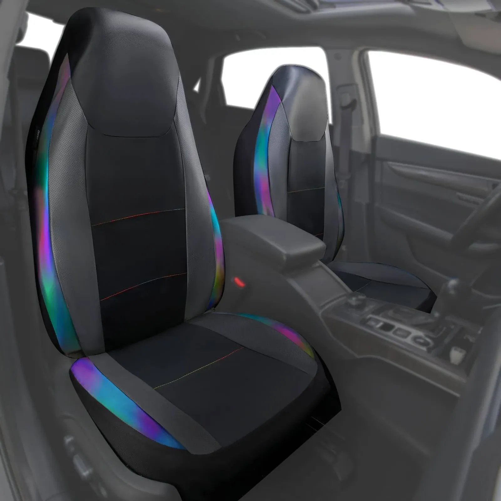 CAR-GRAND Chameleon Iridescent Reflective PU Leather High Back Car Seat Covers ...