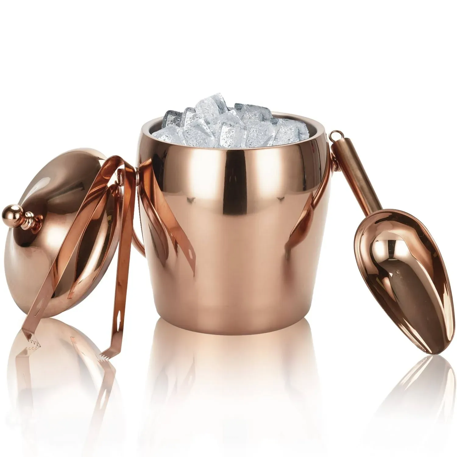 Ice Bucket Champagne Bucket with Tongs Scoop Lid, Wine Bar Freezer Ice Bucket...