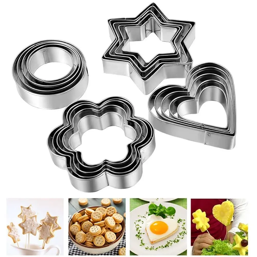 Cookie Cutters Biscuit Shapes Set, 12pcs Cookie Pastry Fruit Vegetables Stainless ...