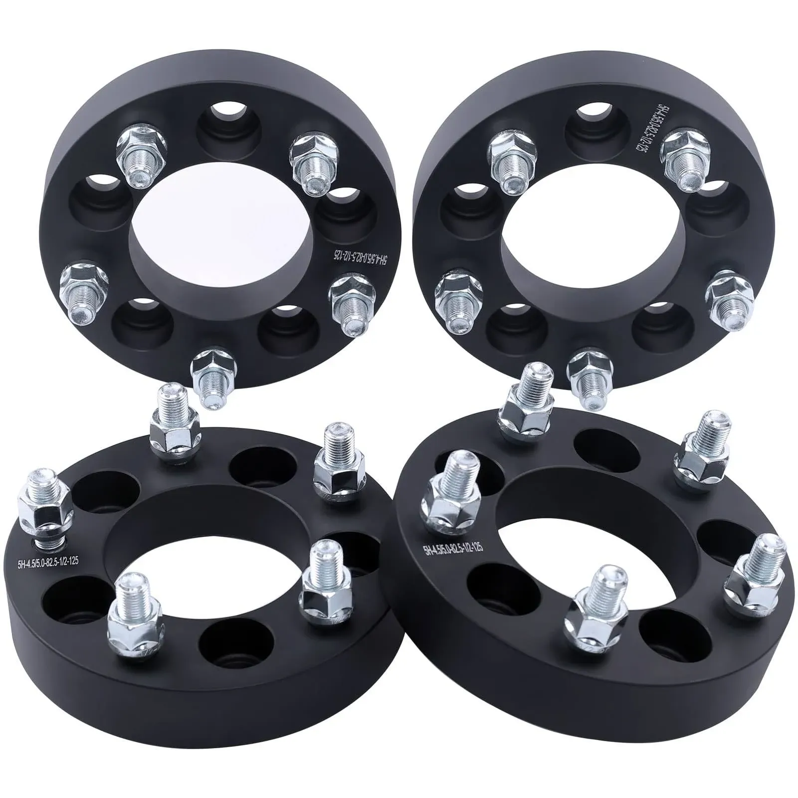 DCVAMOUS 4pc Black 5x4.5 to 5x5 Wheel Adapters 1.25 inch with 1/2" Studs ...