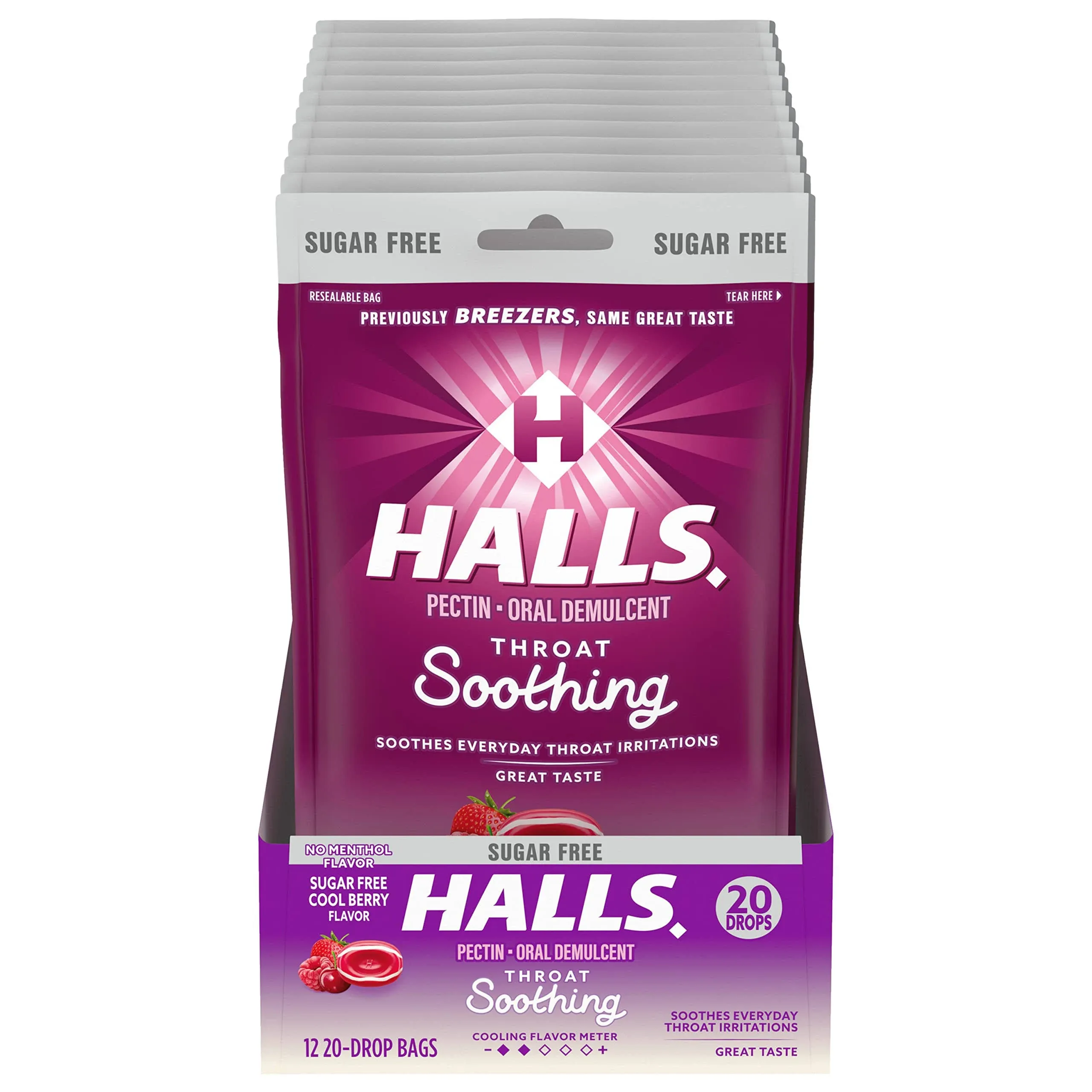 HALLS Throat Soothing Formerly HALLS Breezers Cool Berry Sugar Free Throat 12 of