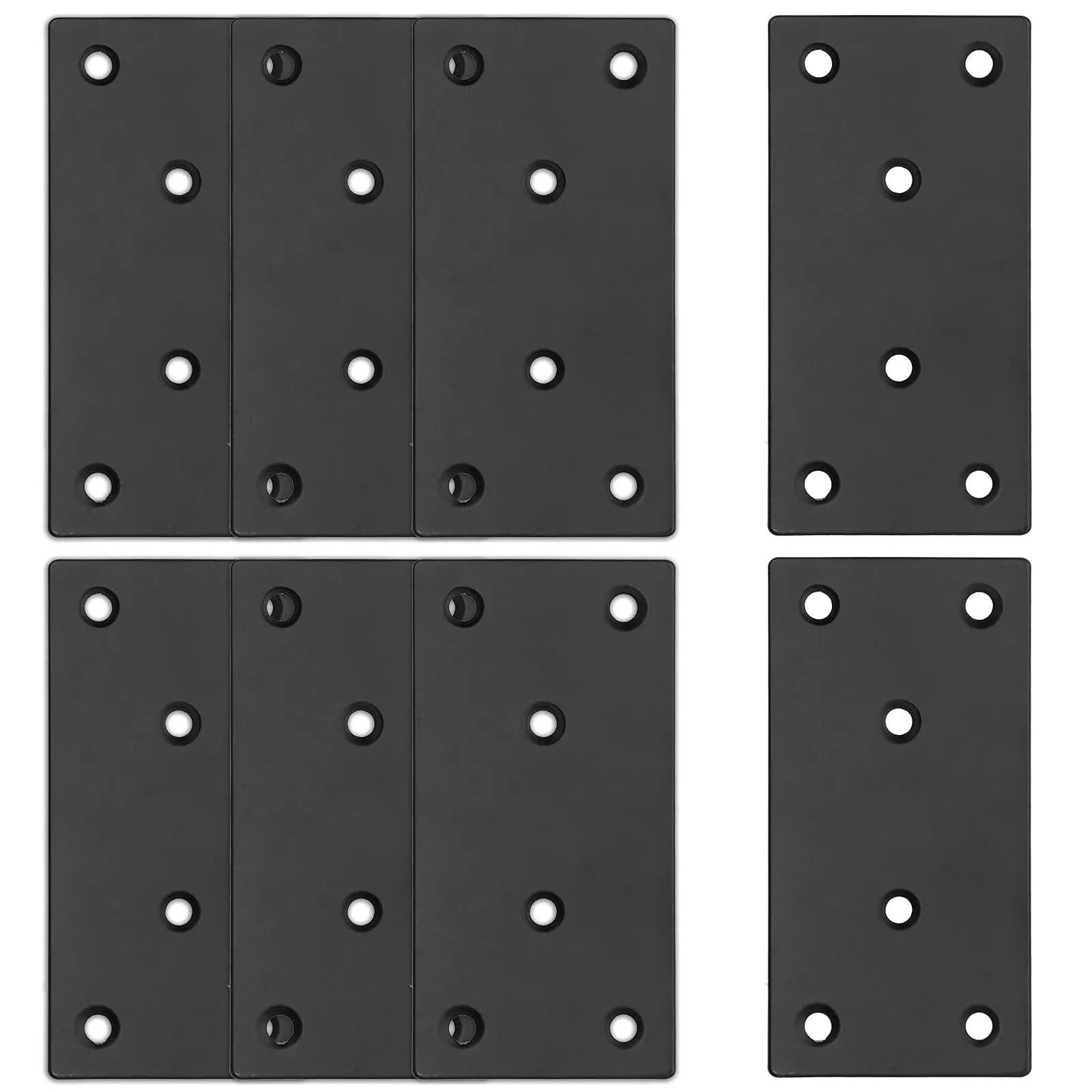 Bonsicoky 8pcs Flat Straight Brace Brackets Stainless Steel, Black Fixing Mending ...