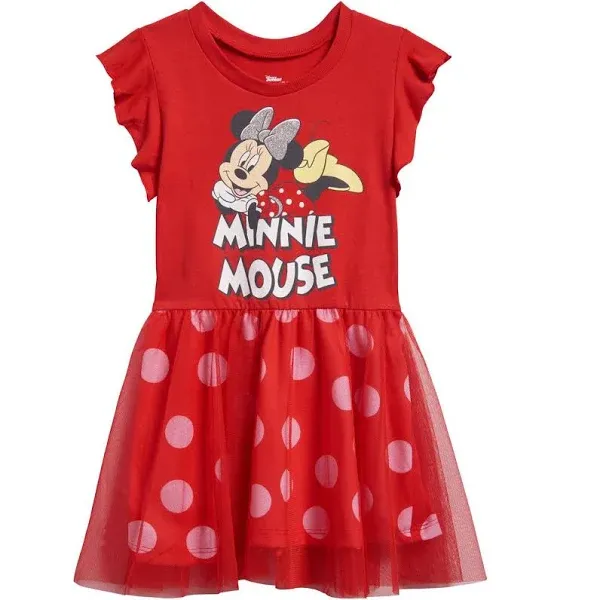 Disney Mickey Mouse & Friends Minnie Toddler Girls Dress Polka Dots Red 2T