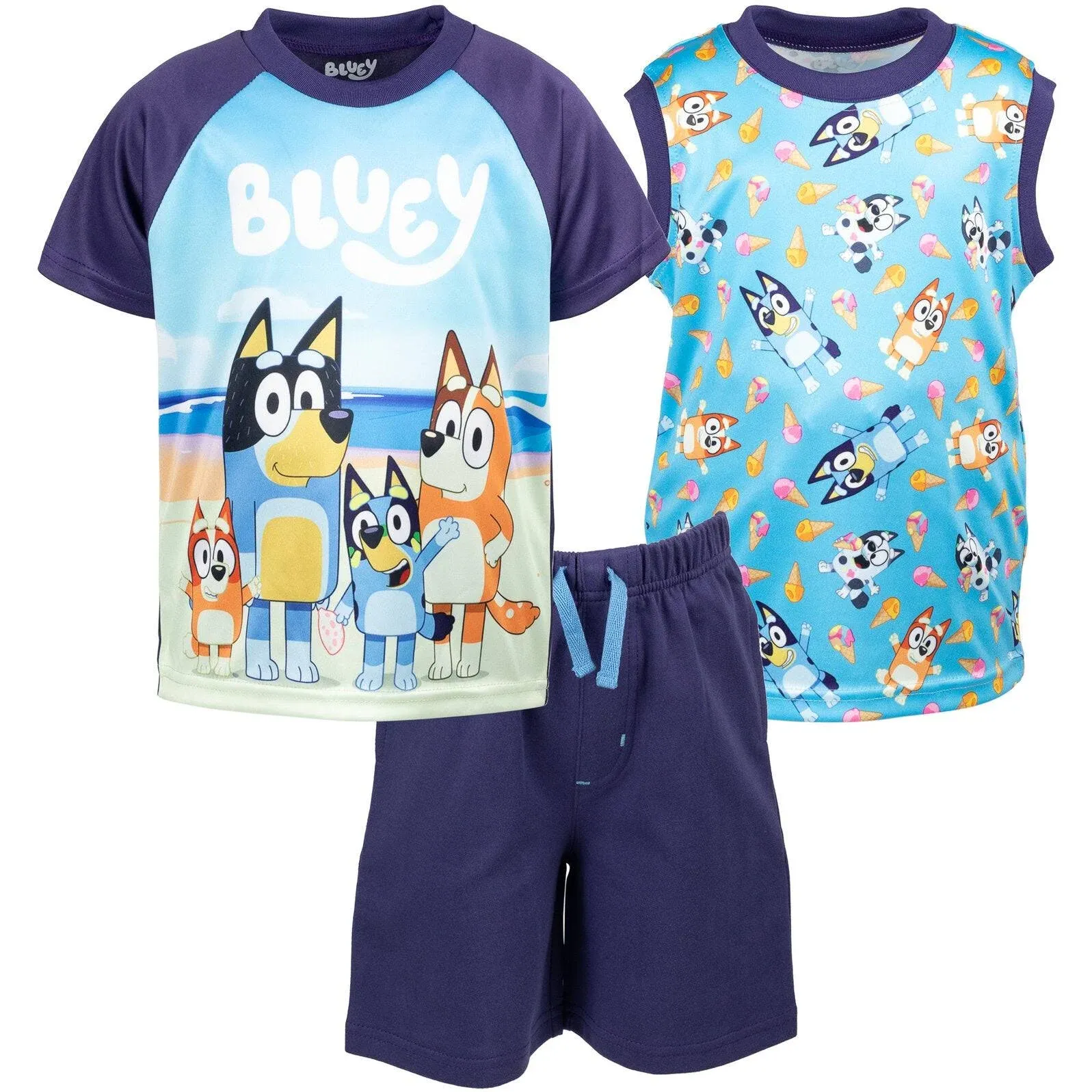 Bluey Bingo Dad Big Boys T-Shirt Tank Top and French Terry Shorts 3 Piece Outfit ...