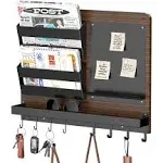 Key Hooks Wall Mail Organizer with 2 Mail Holders, Magnetic Board