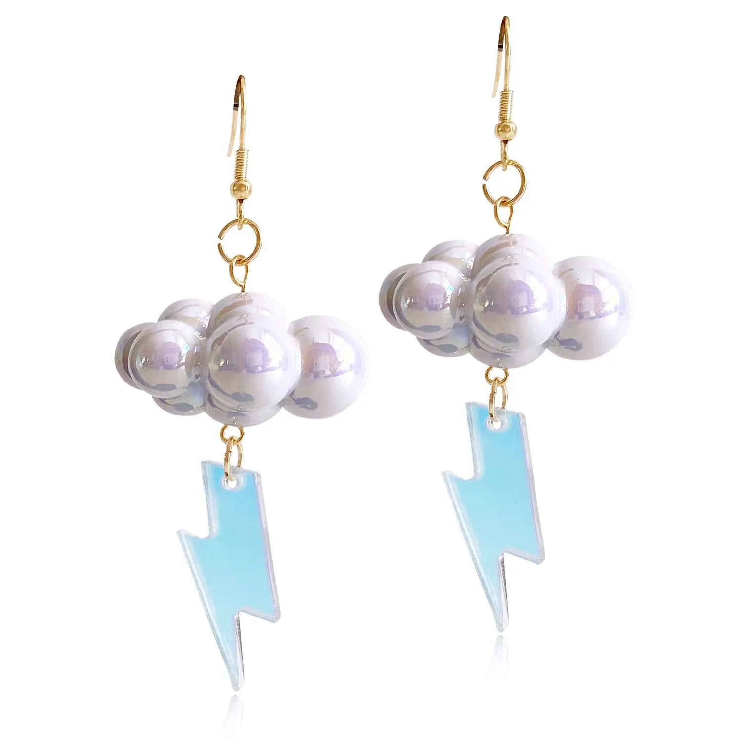 JIUIQL Unique Cute Handmade Sparkly Large 3D Resin White Cloud Dangle Drop ...