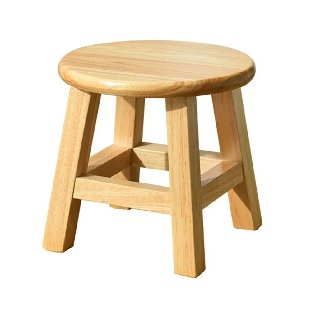 XDSTOOL Solid Wood Stool 10 inch Wooden Stool for Kids Small Short Stool Shoe ...