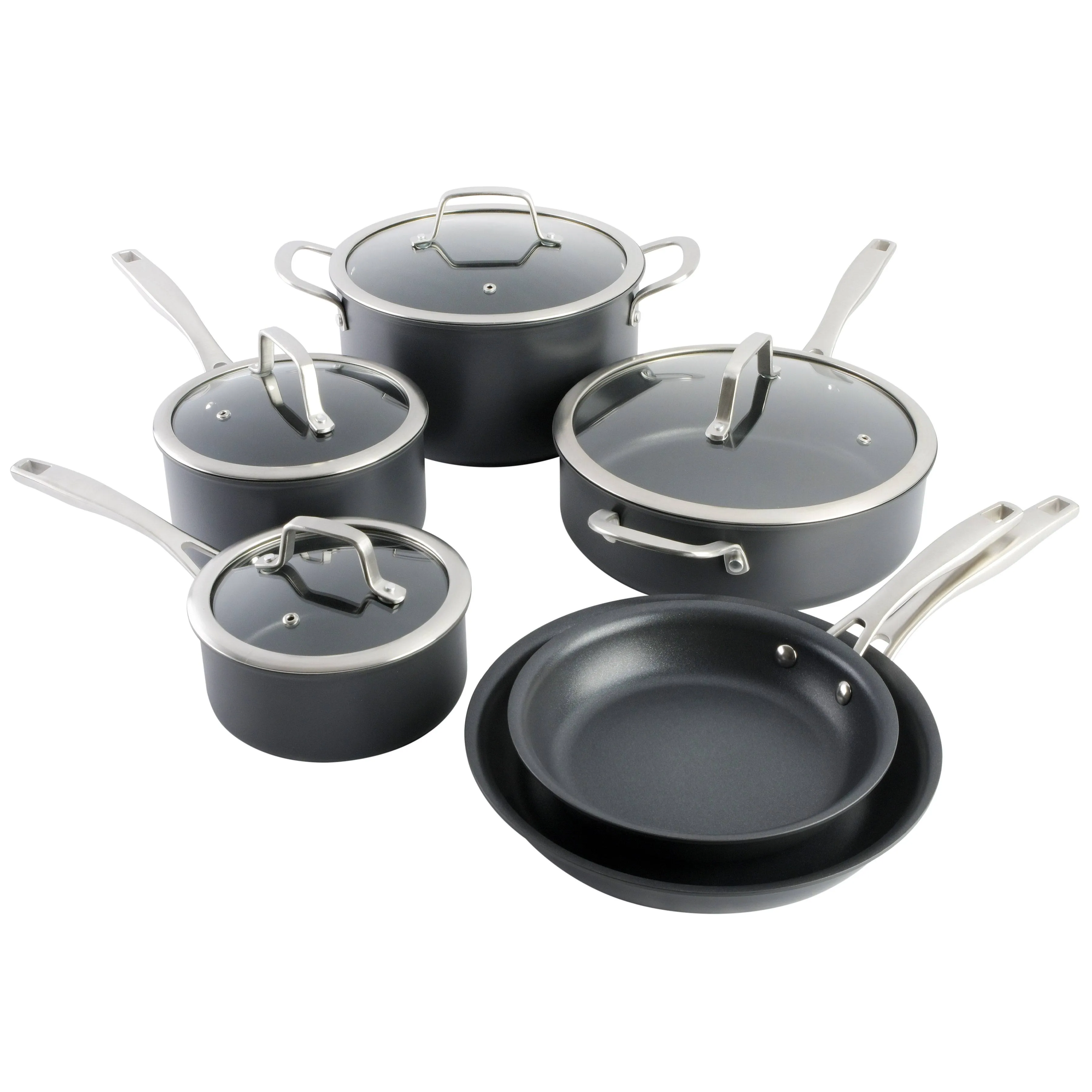 Kenmore Pro Arbor Heights 10 Piece Nonstick Aluminum Cookware Set in Black