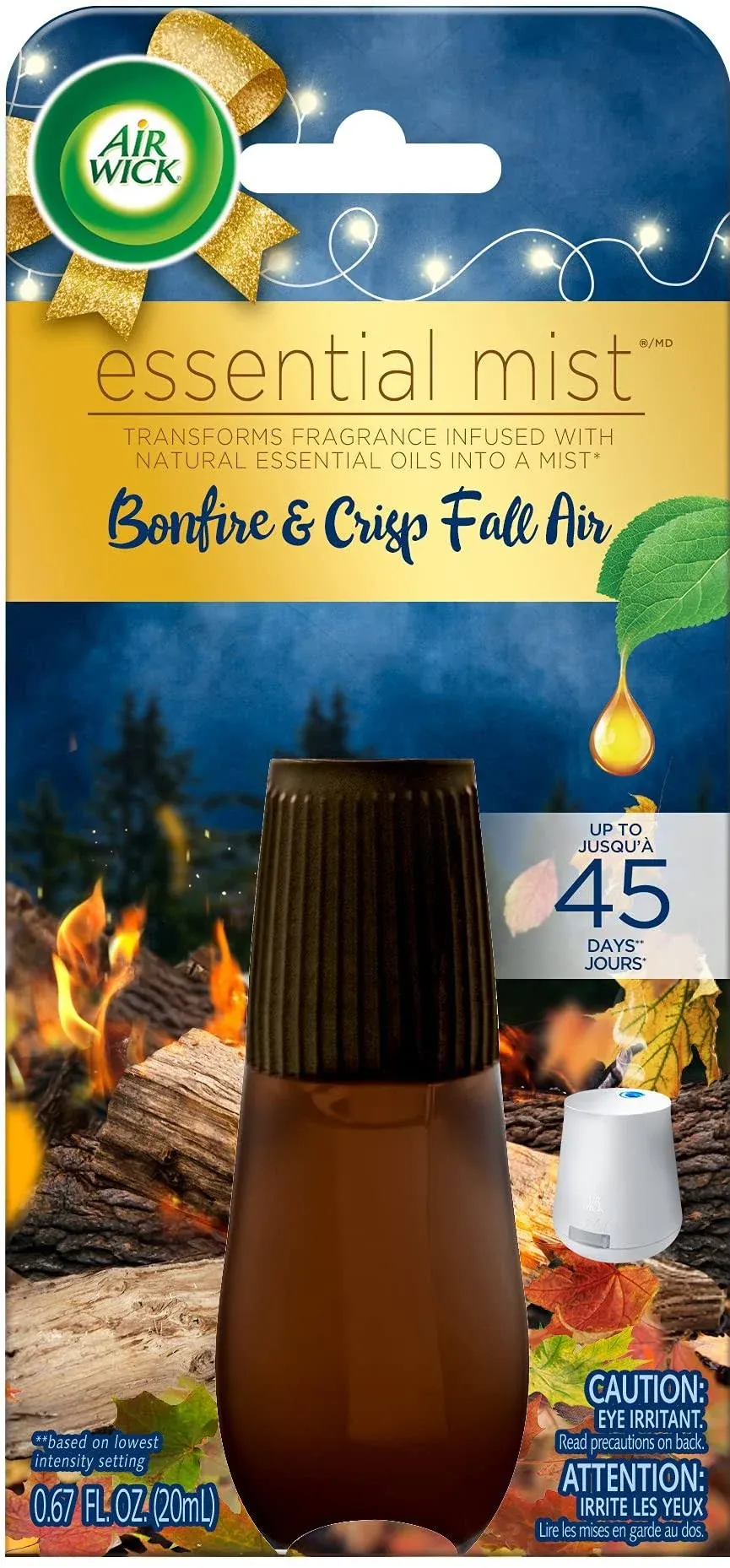 1  Air Wick Essential Mist Oils  BONFIRE &amp; CRISP FALL AIR WARMER/Refills  X 3