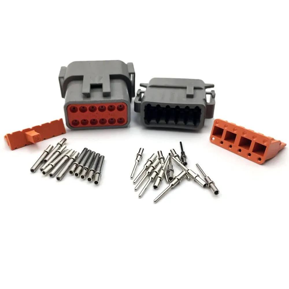 Deutsch DTM DT Series 12-pin Connector Kit, 20AWG Solid Contacts Receptacle IP67 Waterproof Heavy Duty