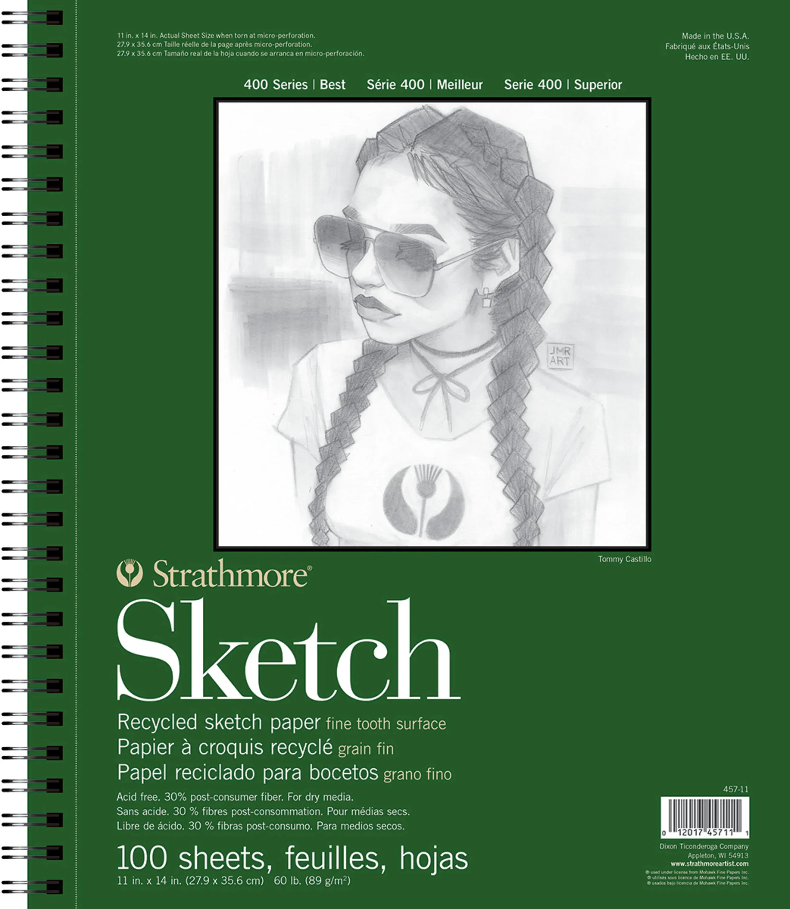 Strathmore 400 Series Recycled Paper Sketch Pad - 14" x 11", Portrait, 100 Sheets