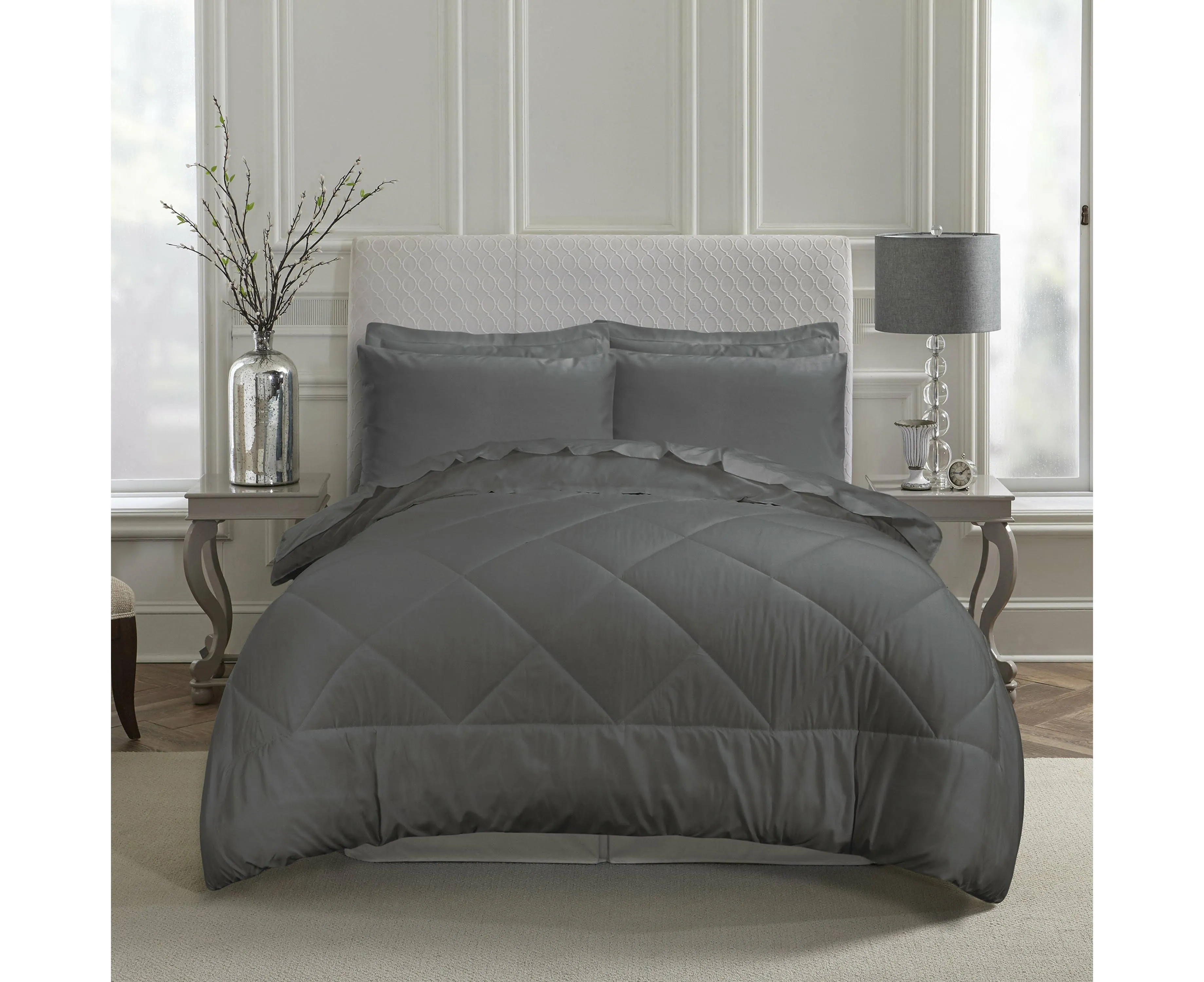 EnvioHome Bed in a Bag King Size Comforter Set with Sheets, Dark Grey - 7 PCs All Season Soft King Bedding Sets with Comforter, Pillow Sham, King Size Sheets Set (Fitted Sheet, Flat Sheet, Pillowcase)