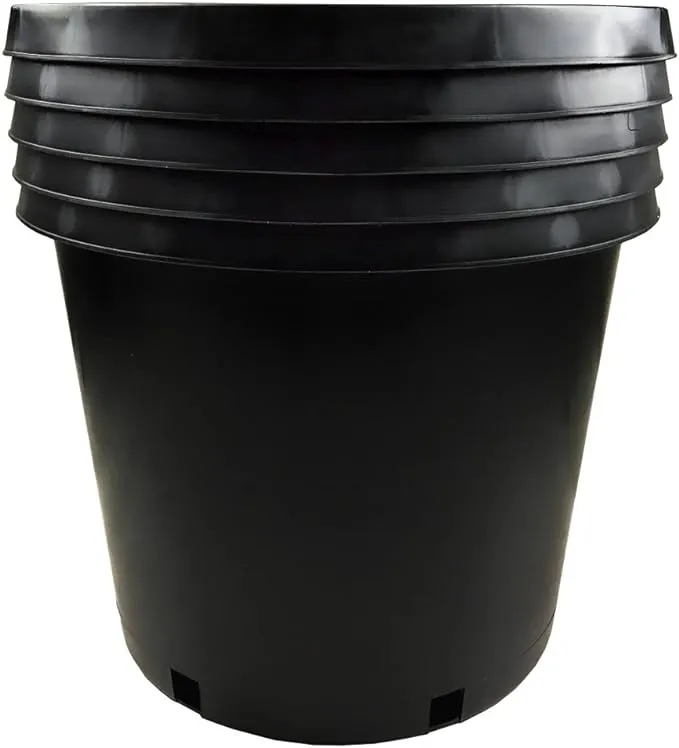 Calipots 5-Pack 15 Gallon Premium Black Plastic Nursery Plant Container Garden Planter Pots(15 Gallon)