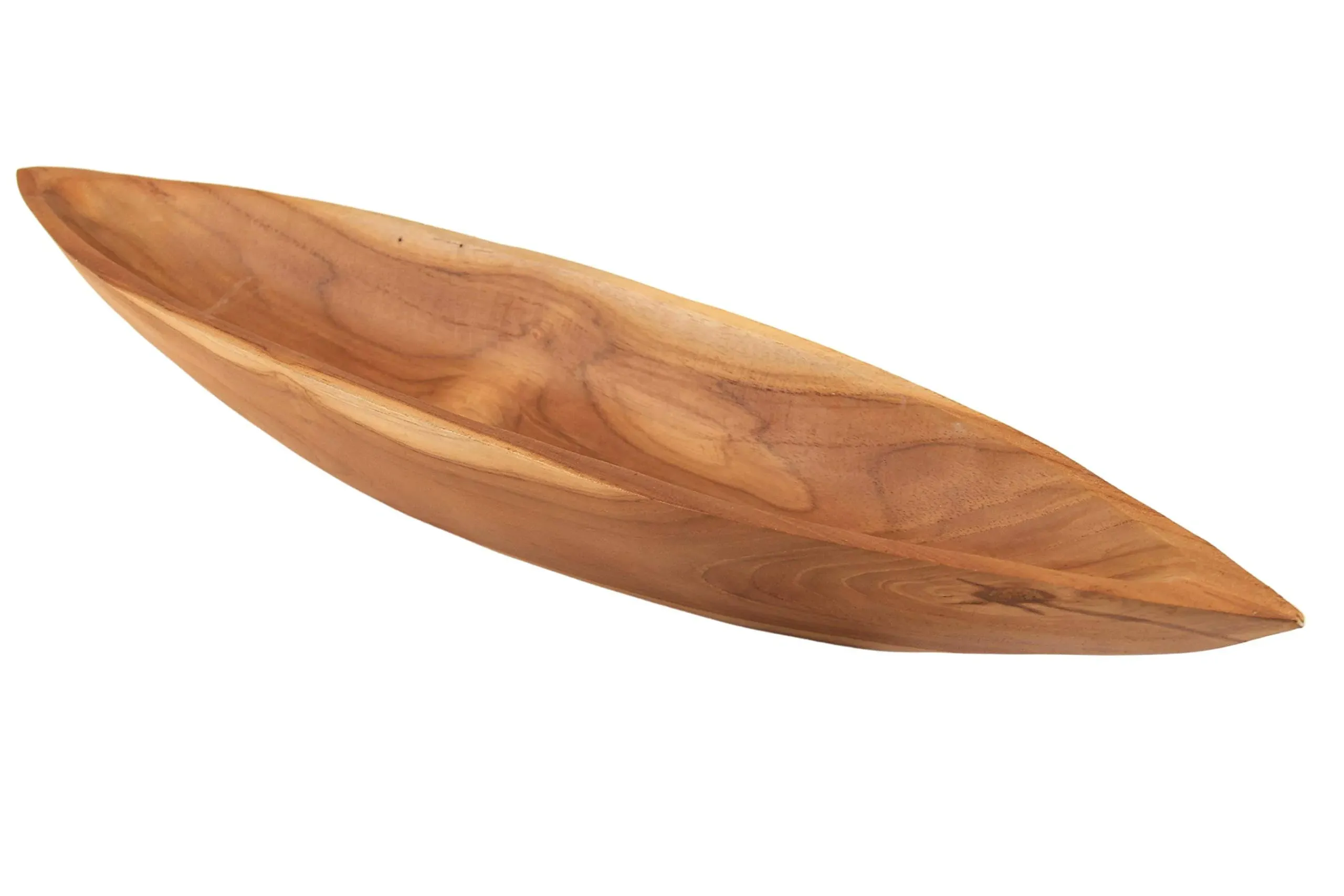 Andaluca Teak Wood Rustic Small Canoe Bowl for Desks, Dressers, Keys & Décor (18 ...