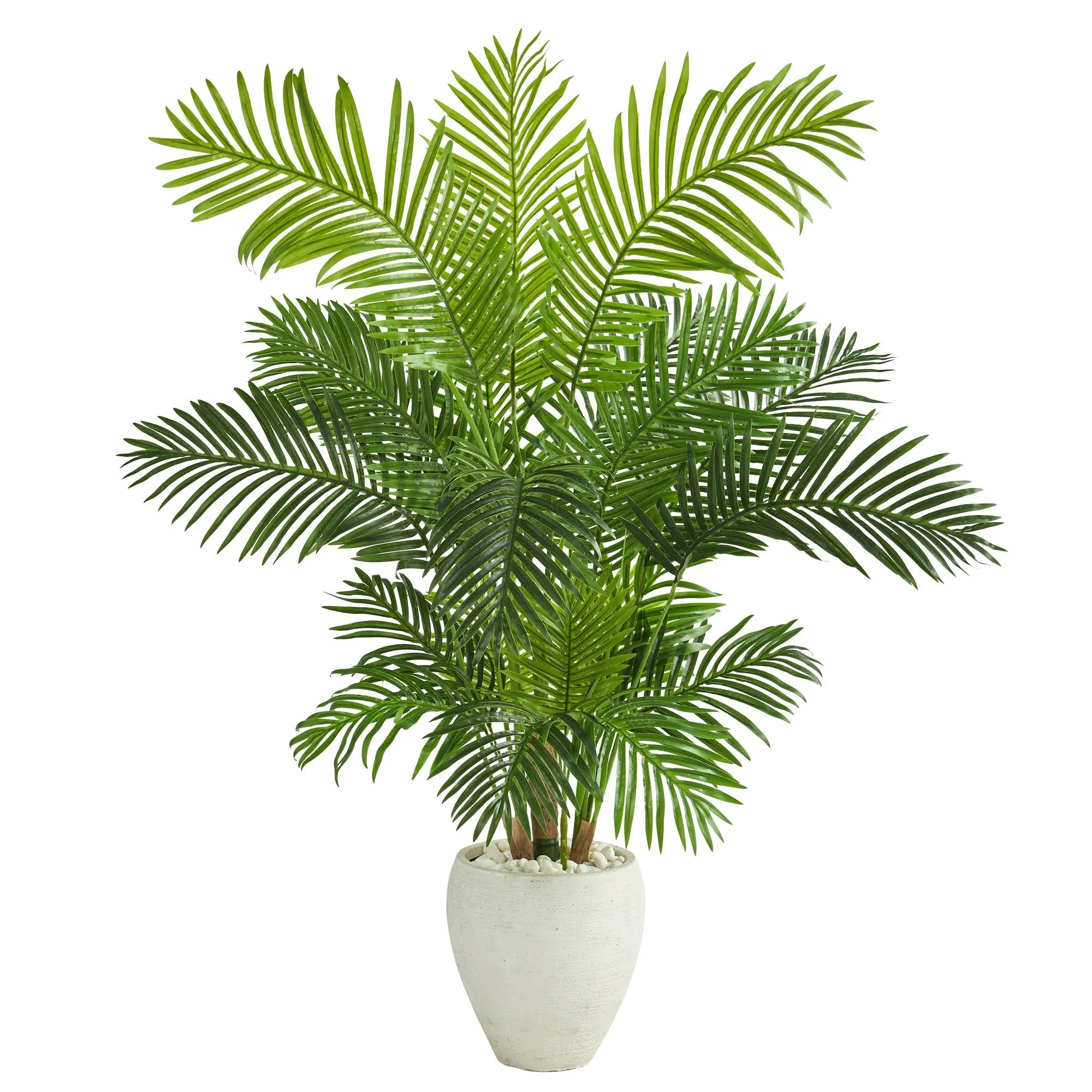 Nearly Natural 62in. Hawaii Palm Artificial Tree in White Planter